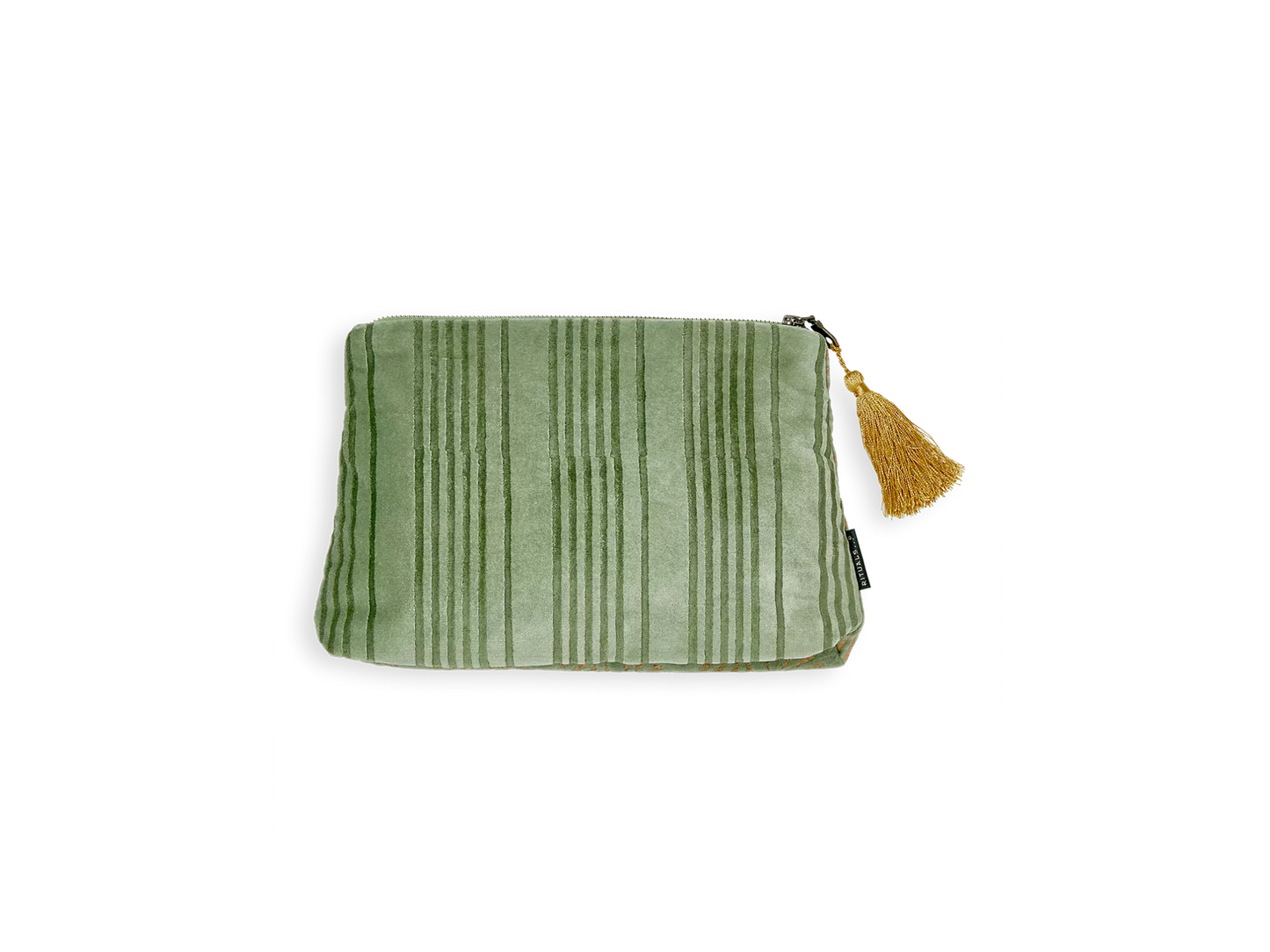 Vellore Medium Cotton Velvet Pouch Sage Green