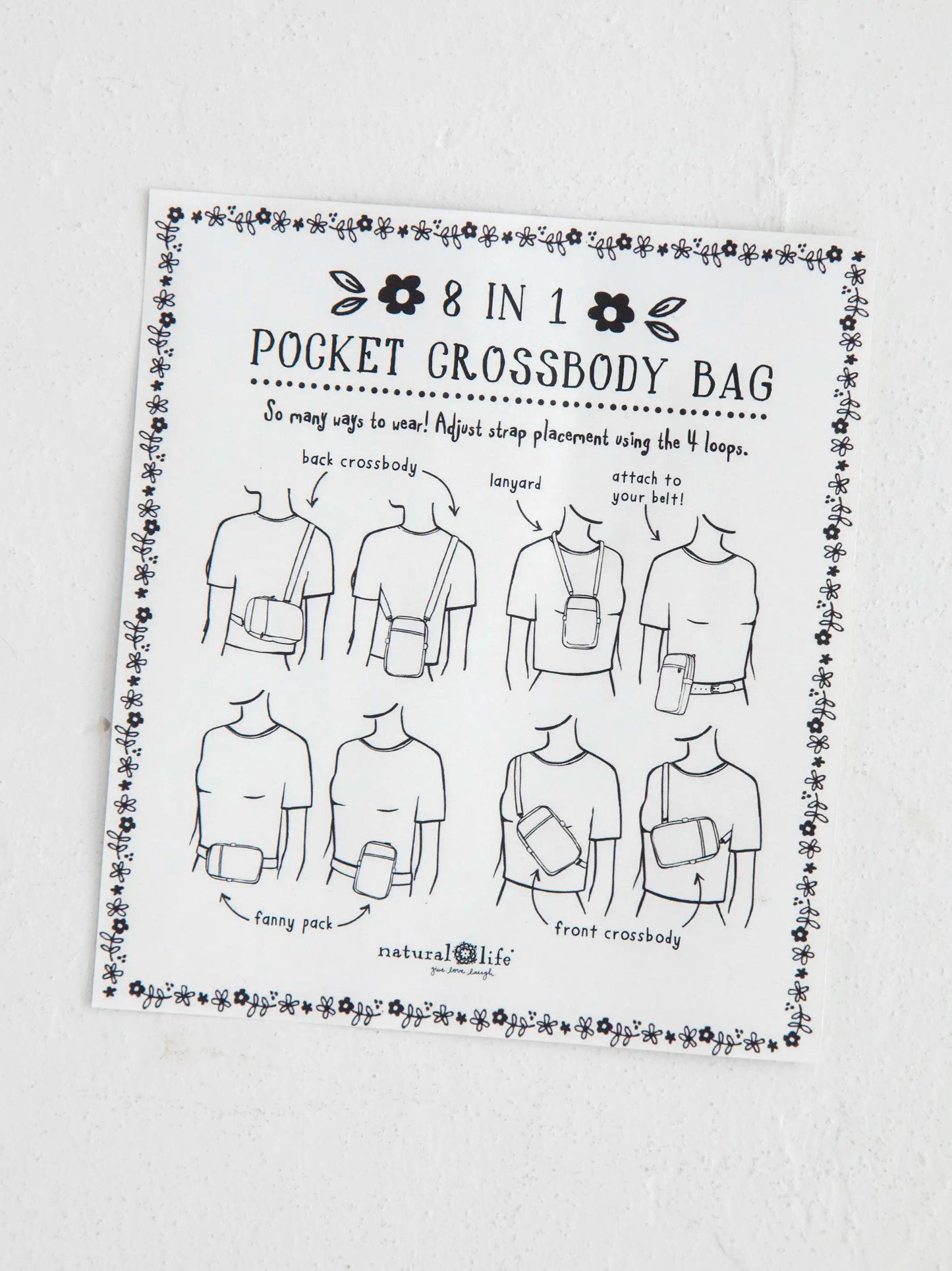 8-in-1 Pocket Crossbody - Pink Bouquet