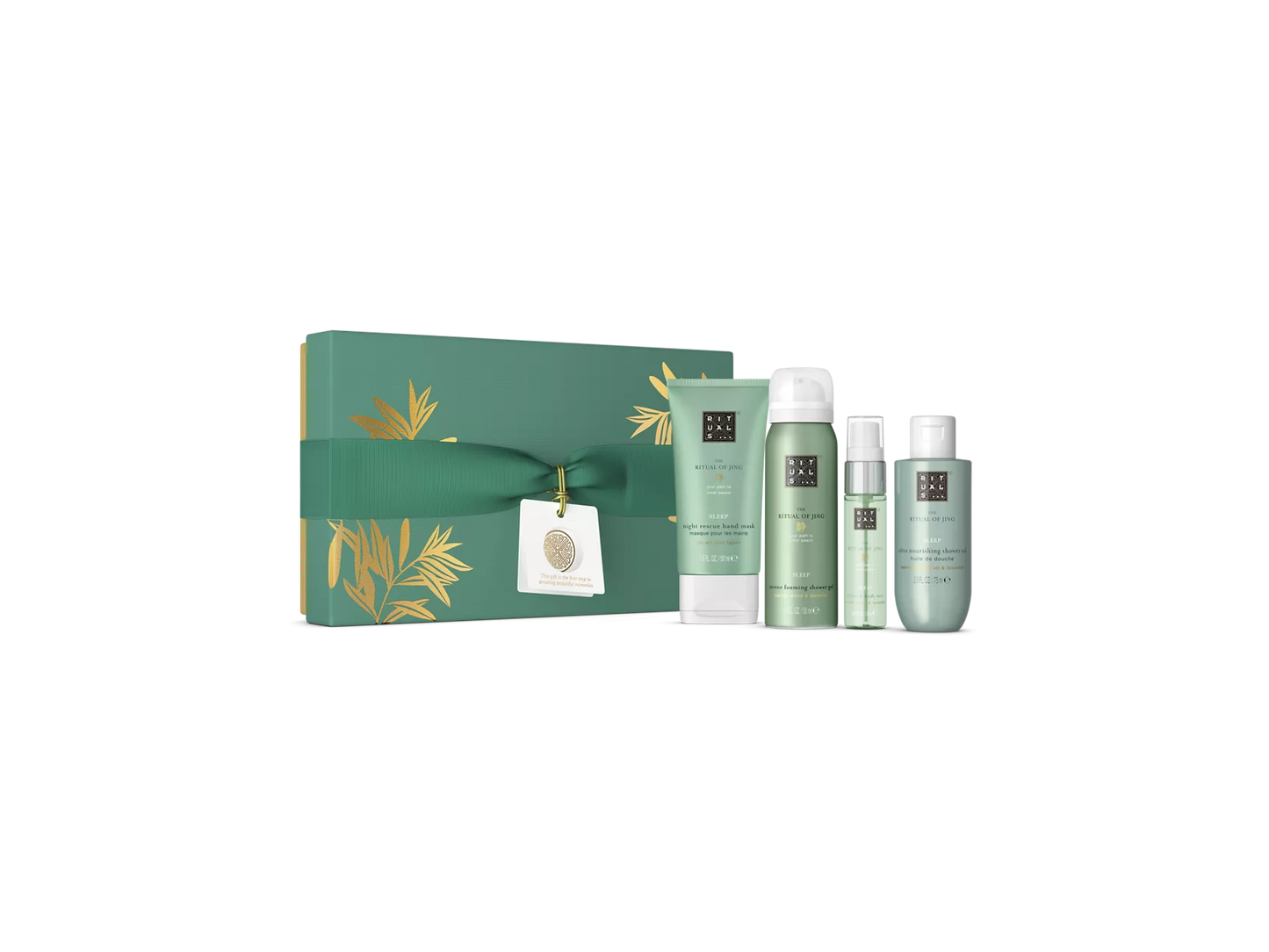The Ritual of Jing Gift Set S shower foam 50 ml, handmasker 50 ml, doucheolie 75 ml, pillow & body mist 20 ml