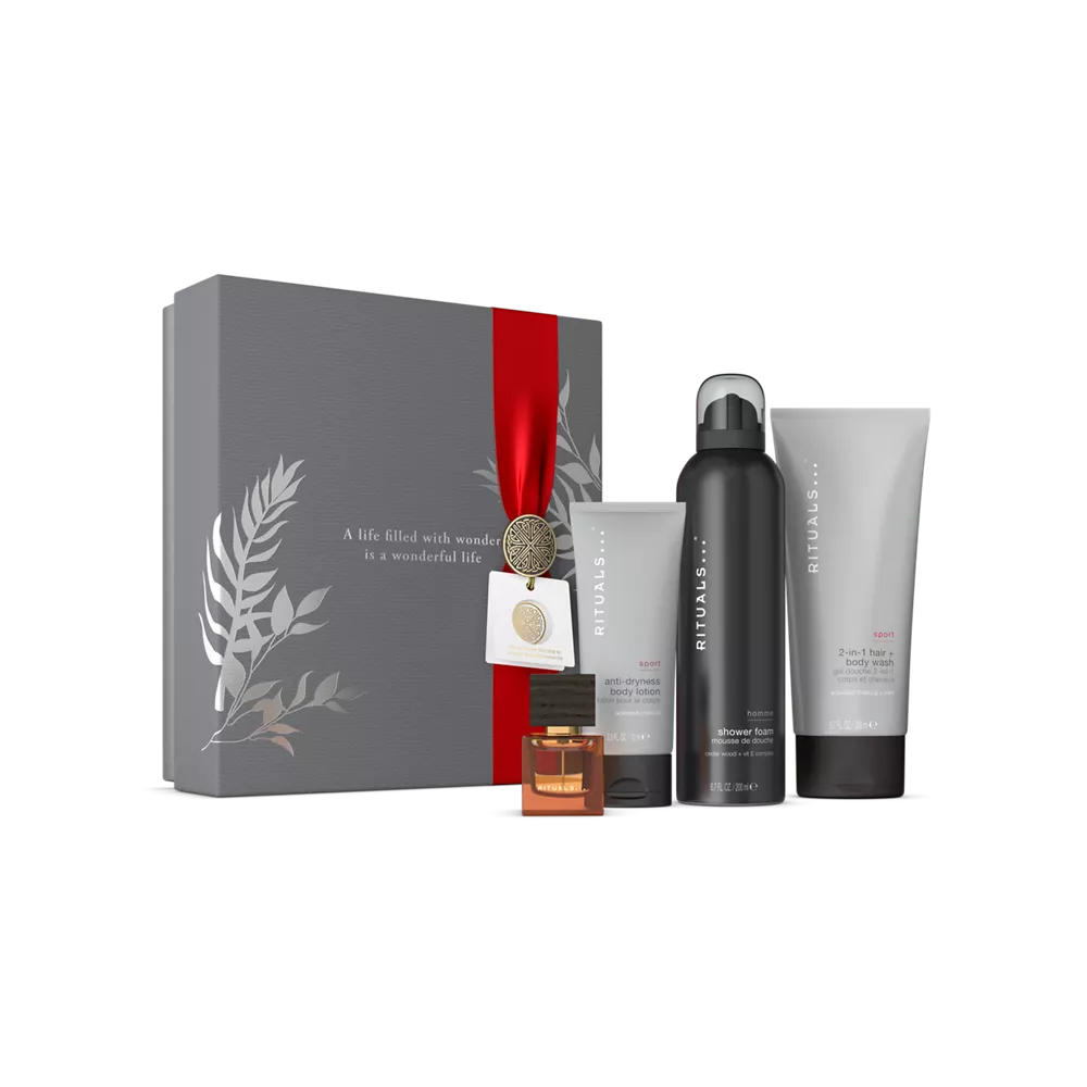 Homme Gift Set M foaming shower gel 200ml, 2-1 shampoo & body wash 200ml, anti-dryness lotion 70ml, travel eau de parfum 15ml