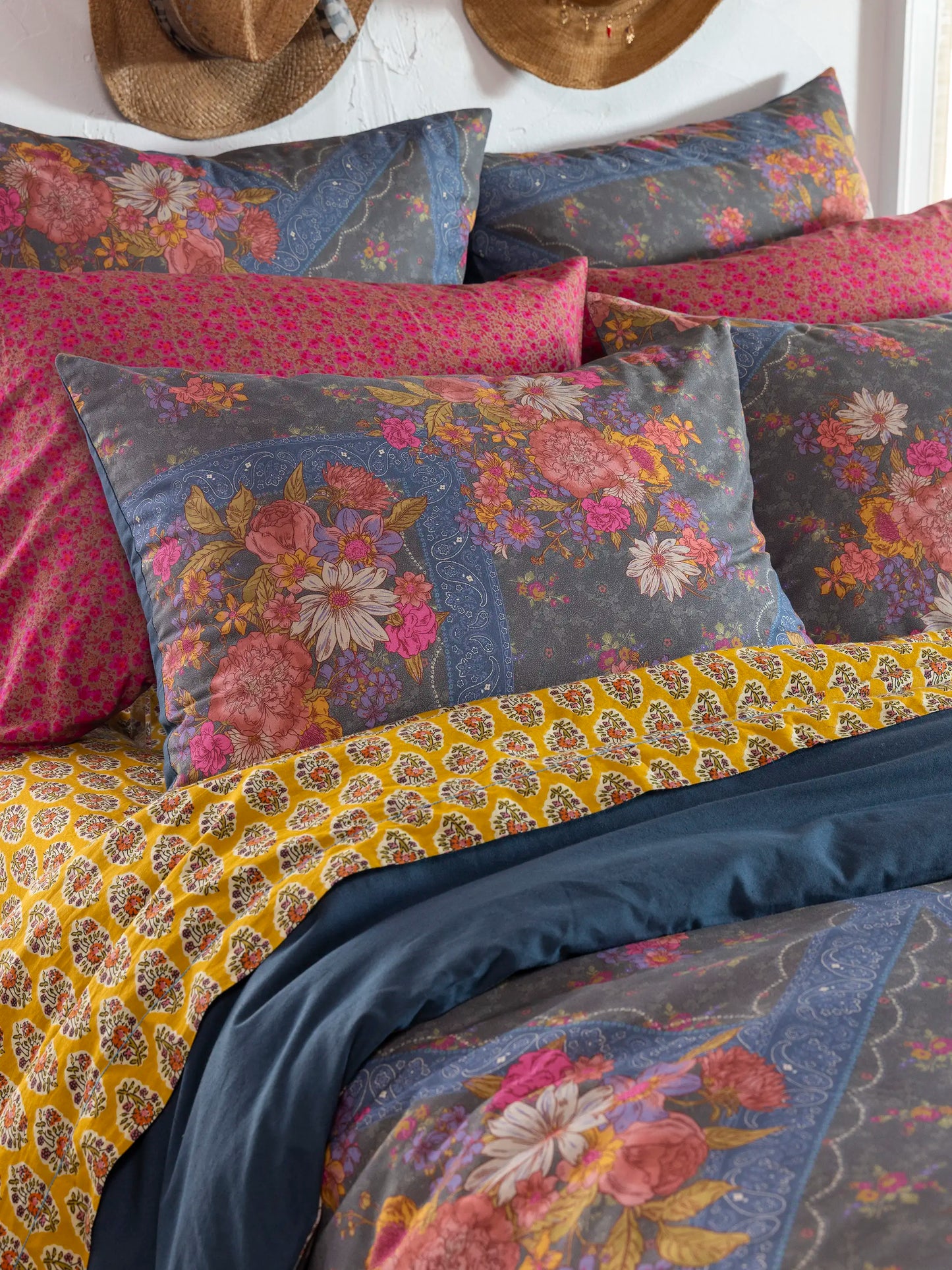 Catalina Cotton Duvet Cover - English Garden Charcoal