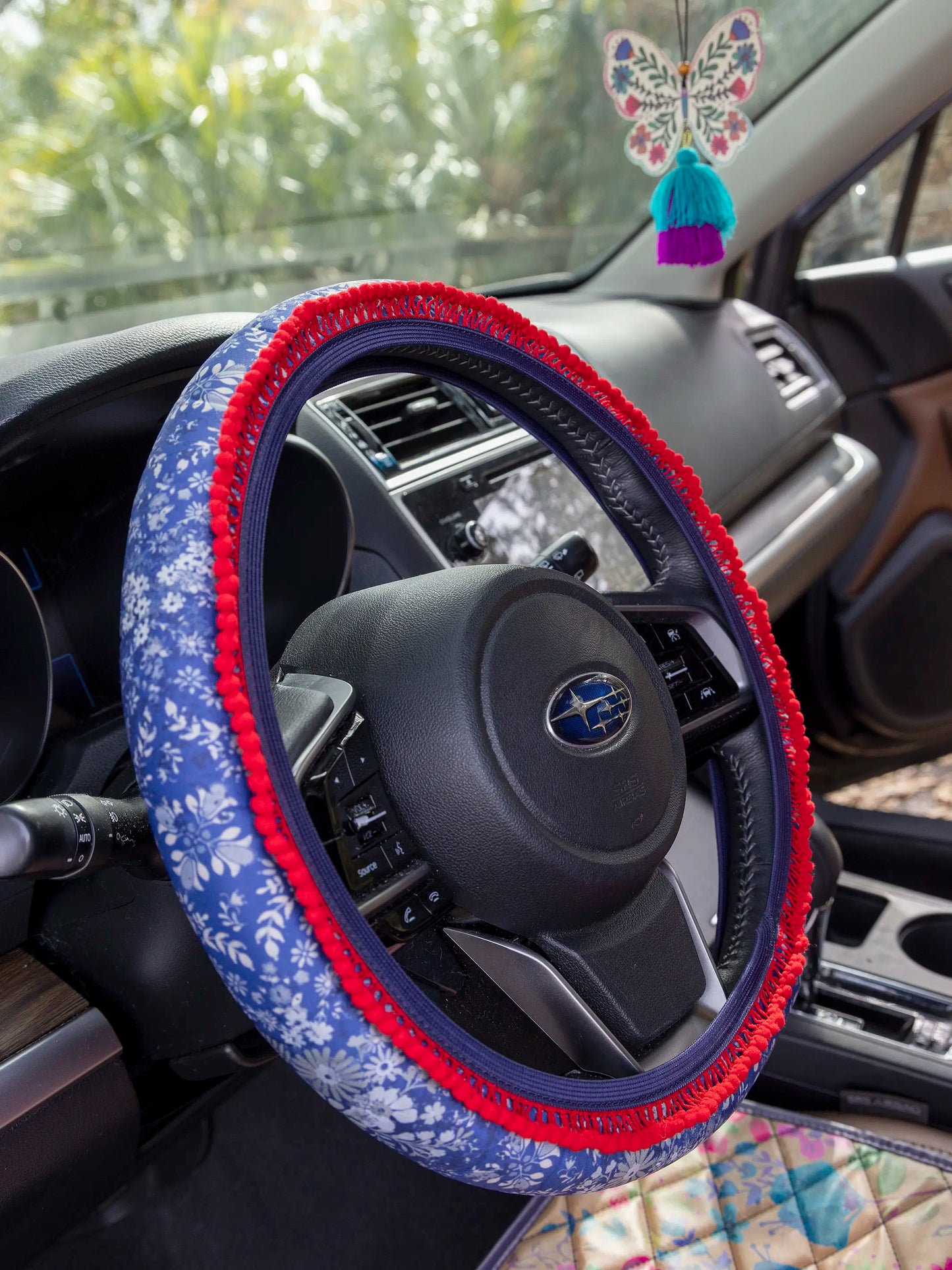 Steering Wheel Cover, 15" - Diamond Bandana Navy