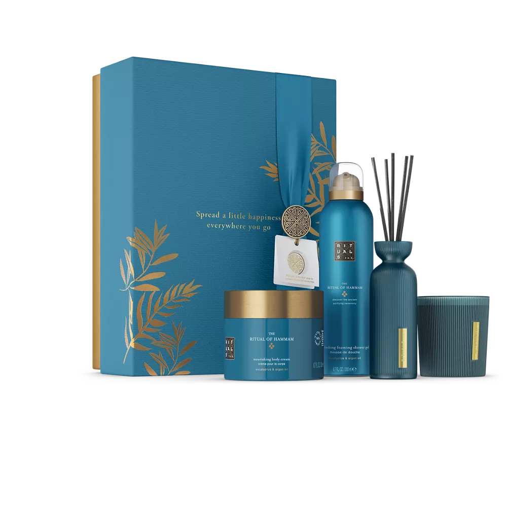 The Ritual of Hammam Gift Set L foaming shower gel 200ml, body cream 200ml, scented candle 140g, mini fragrance sticks 70ml