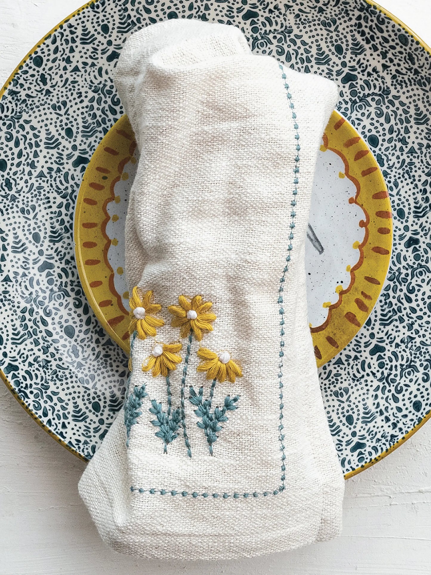 Embroidered Cotton Napkins, Set of 4