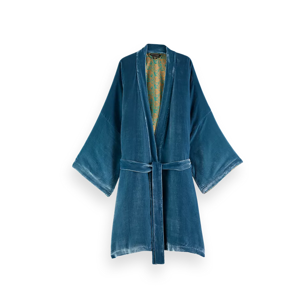 House of Rituals Saigon Collection Kimono Short Viscose Silk Velvet Kimono