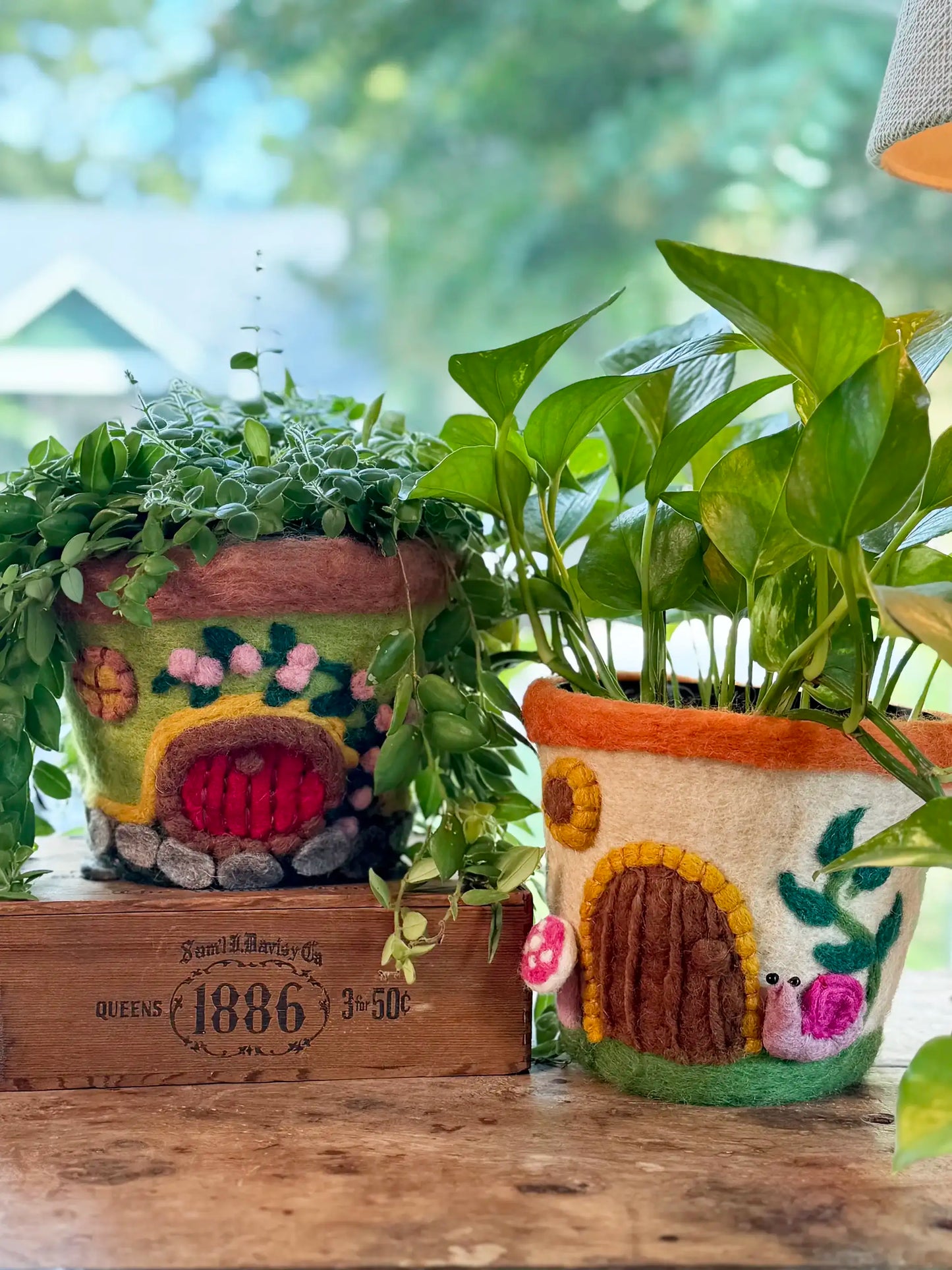 Hand Felted Wool Planter - Forest House