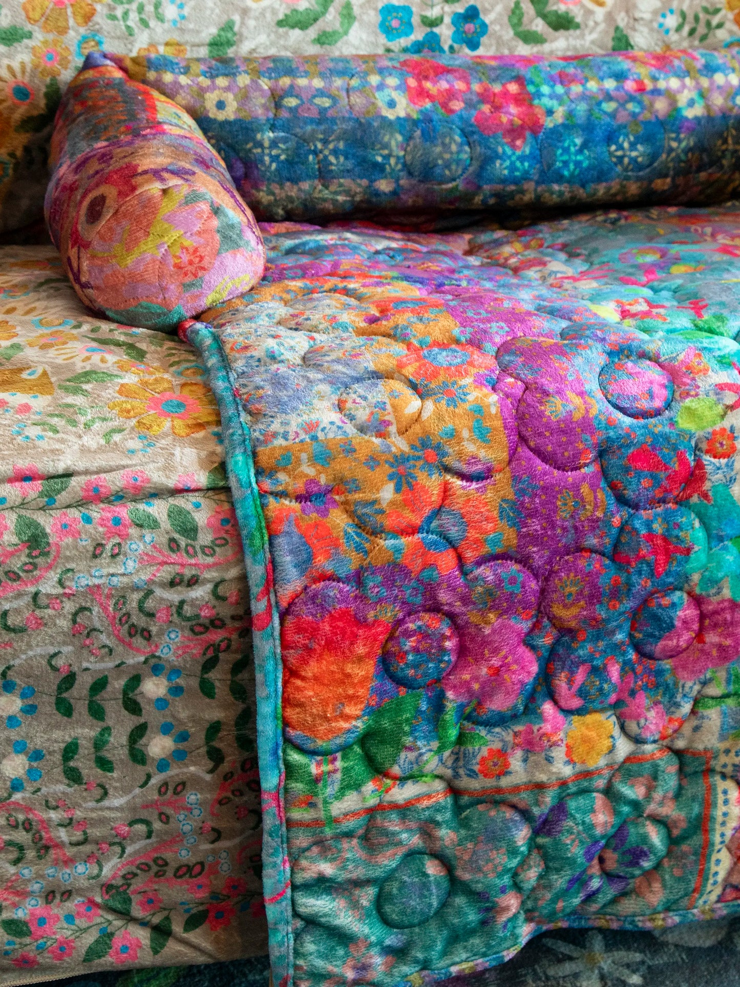 Sofa Pet Bed - Rainbow Bandana Patchwork