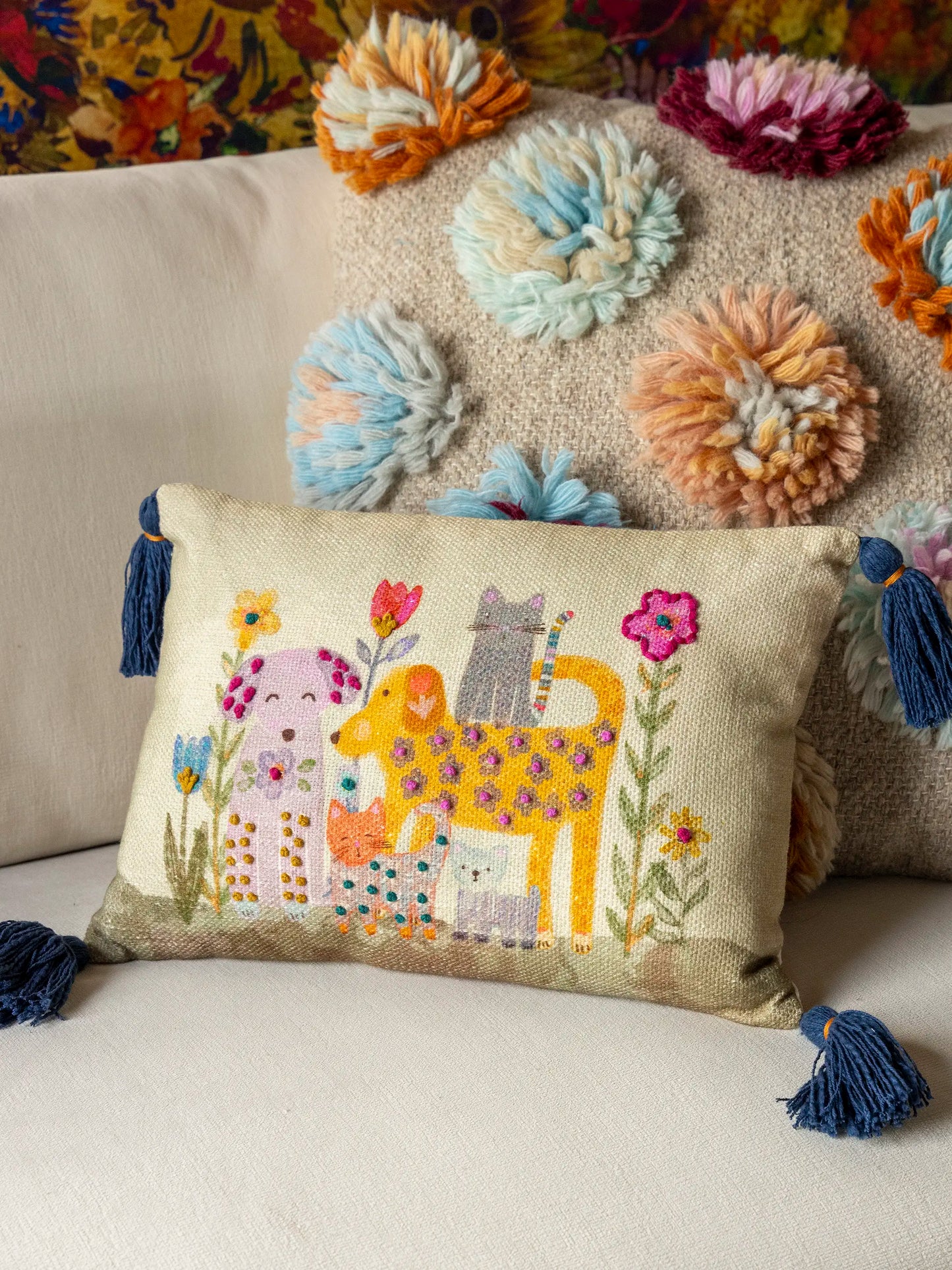 Boho Cotton Tassel Pillow - Pets