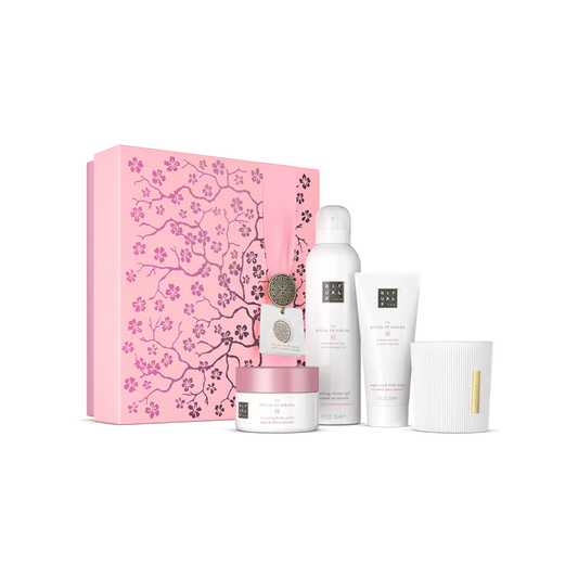 The Ritual of Sakura Gift Set M foaming shower gel 200ml, body cream 100ml, body scrub 125g, candle 140g