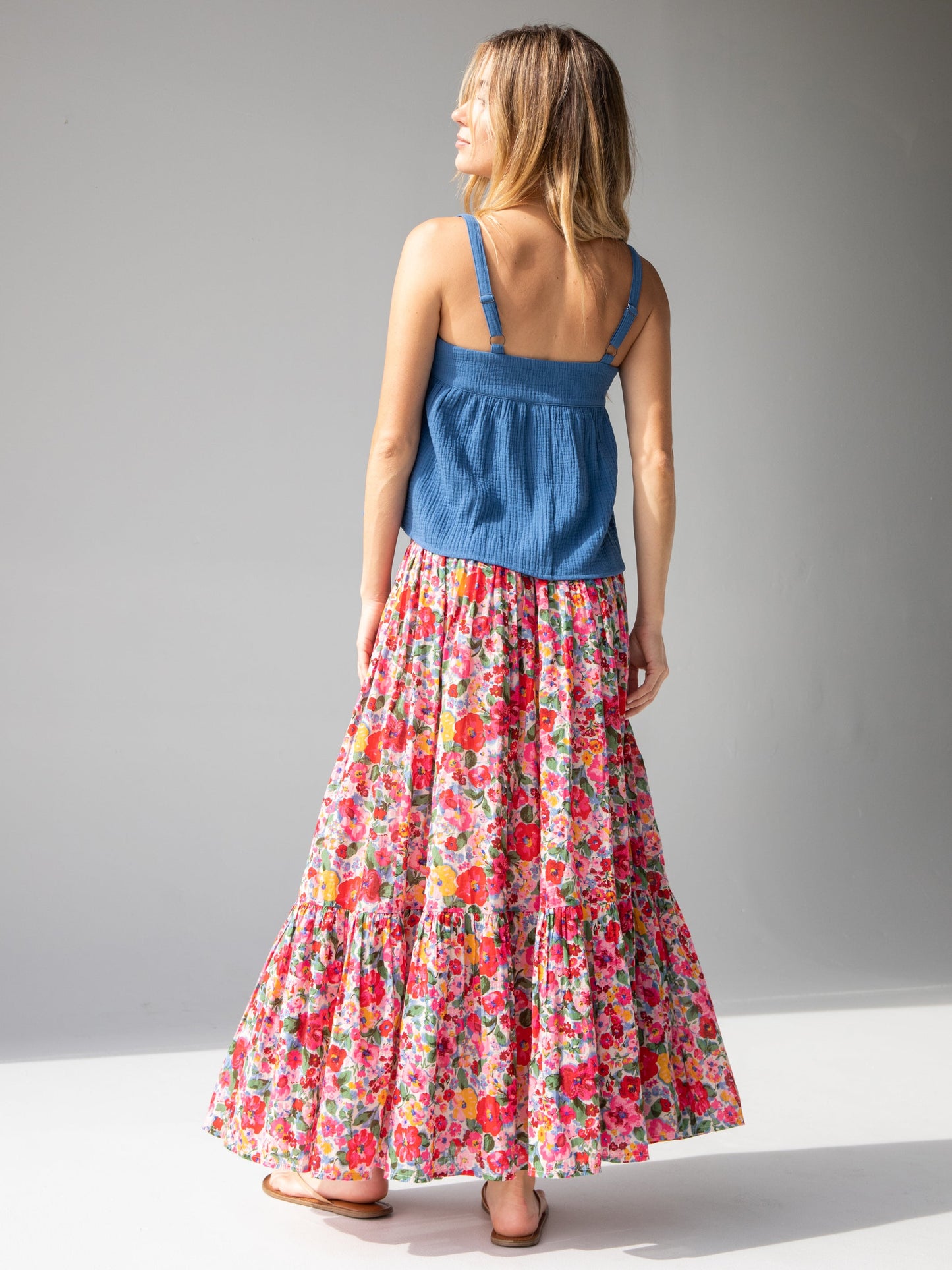 Flora Convertible Cotton Maxi Skirt - Bright Pink Floral