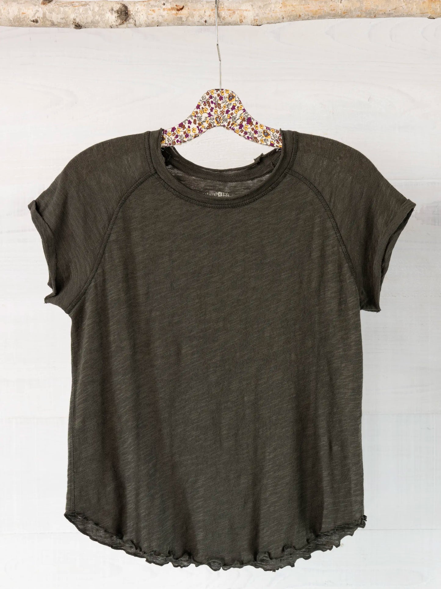 Lily Cotton Short Sleeve Tee Shirt - Charcoal
