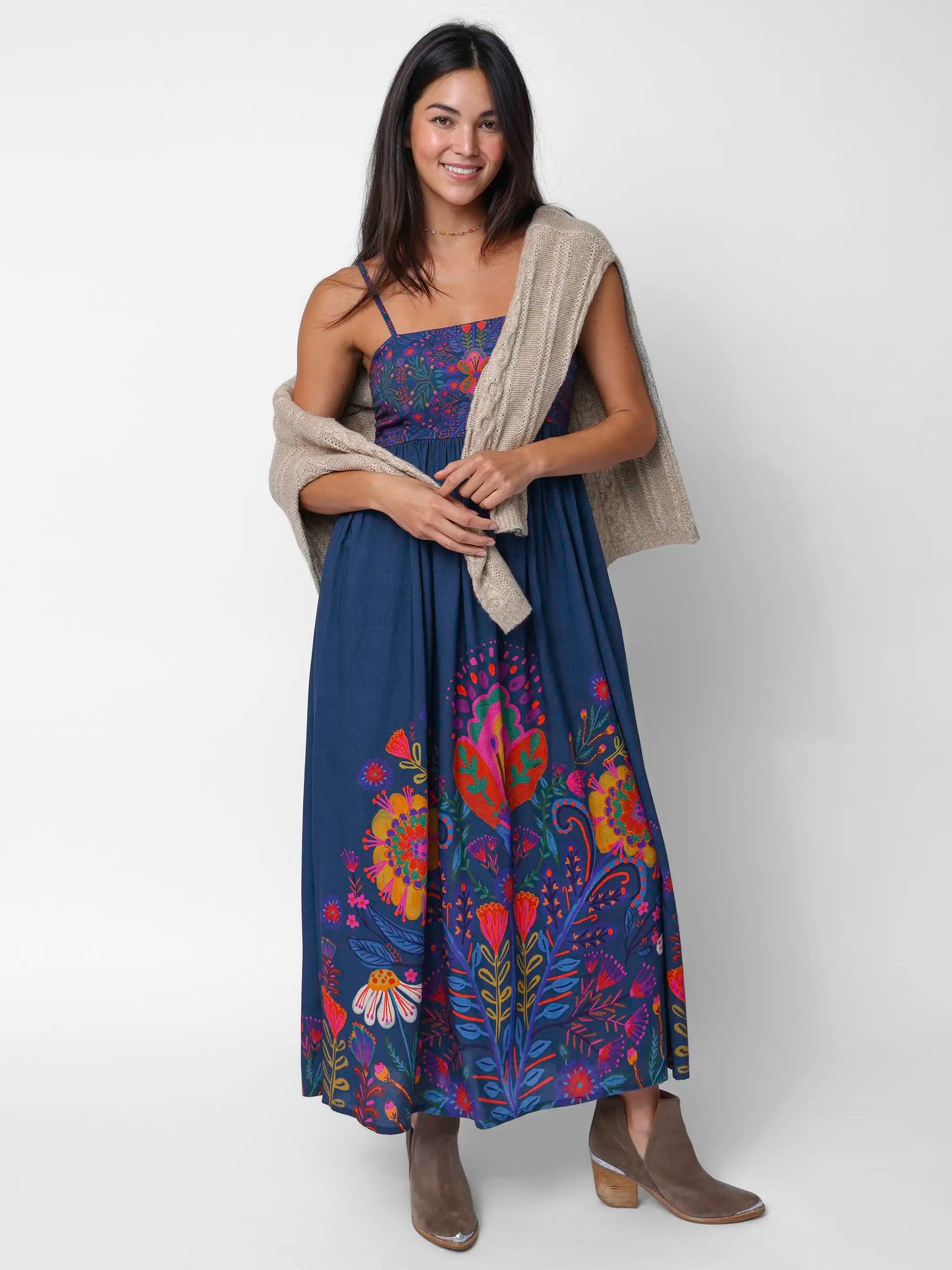 Bailey Maxi Dress - Navy Folk Garden