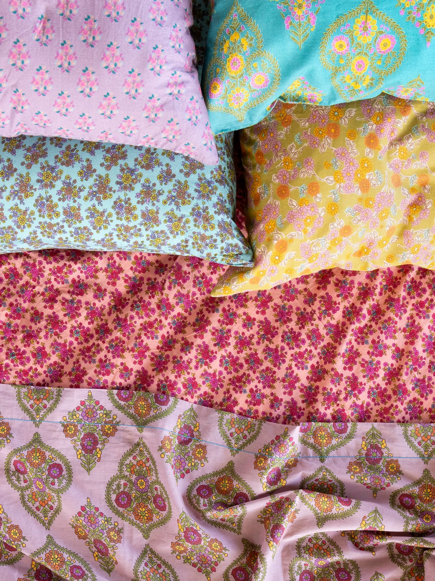 Mix & Match Cotton Flat Sheet - Pink Willow Medallion
