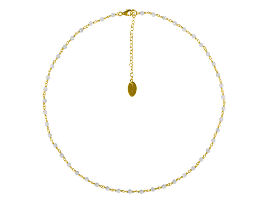Labradorite Bead Choker Necklace Gold Plated