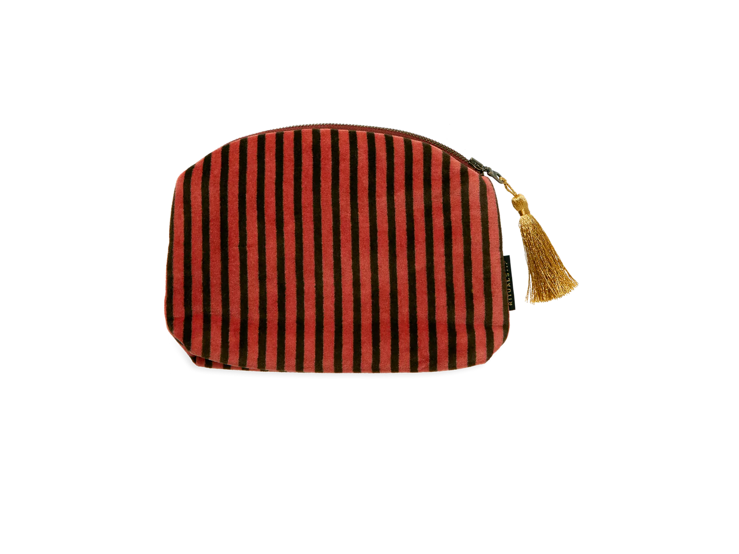 Vellore Small Cotton Velvet Pouch Vintage Pink Stripe