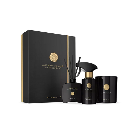 Private Collection Wild Fig Gift Set L scented candle 360g, mini fragrance sticks 100ml, home perfume 250ml