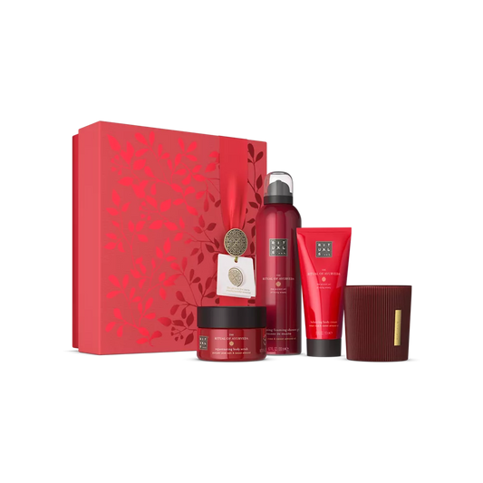 The Ritual of Ayurveda Gift Set M foaming shower gel 200ml, body cream 100ml, body scrub 125g, scented candle 140g