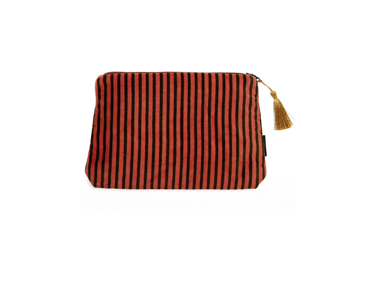 Vellore Medium Cotton Velvet Pouch Vintage Pink Stripe