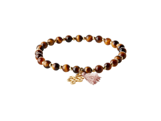 Tiger Eye Infinity Bead Bracelet Gold Plated