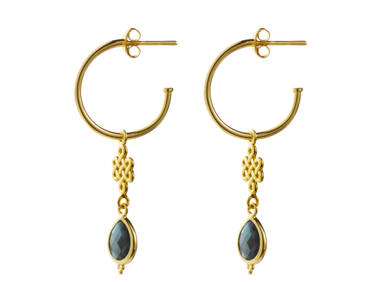 Labradorite Infinity Hoops Pendant Earrings Gold Plated