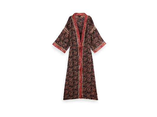 Jaypur Saree Kimono Dark Flower Long
