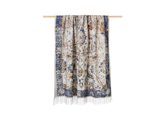 Shiraz Throw Blue Border 130 x 170 cm