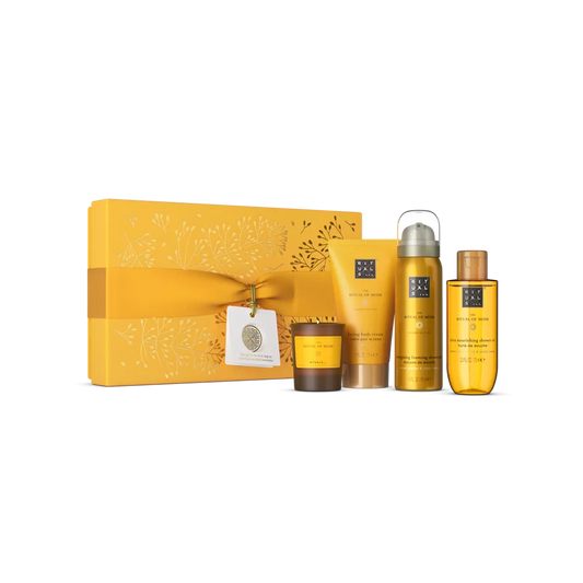 The Ritual of Mehr Gift Set S foaming shower gel 50ml, shower oil 75ml, body cream 70ml, scented candle 25g