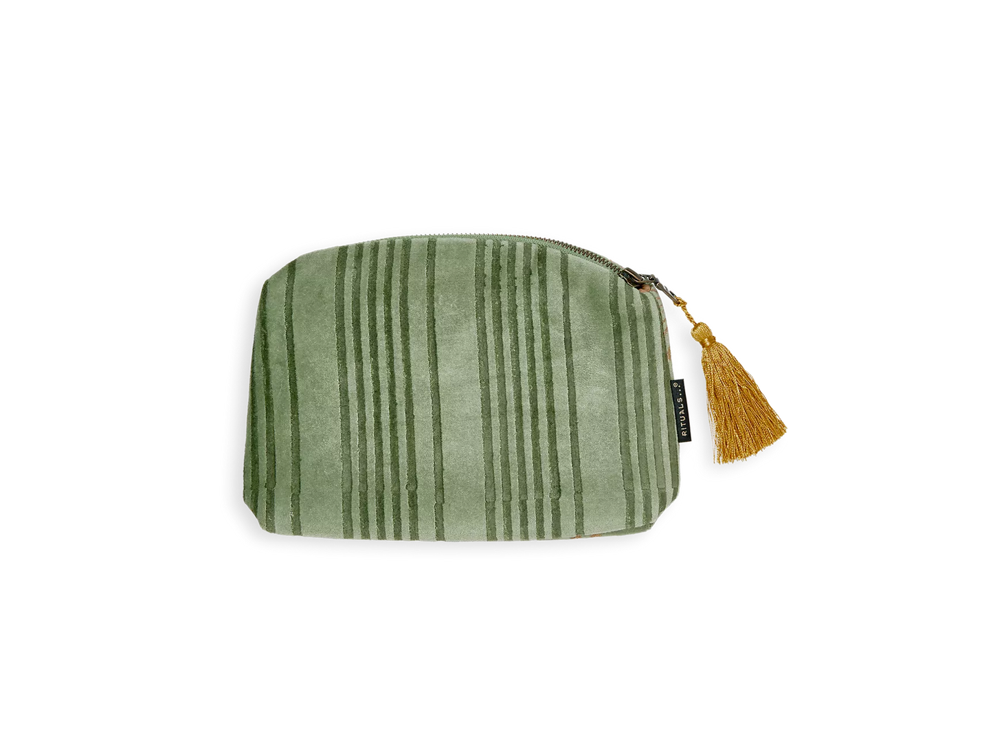 Vellore Small Cotton Velvet Pouch Sage Green