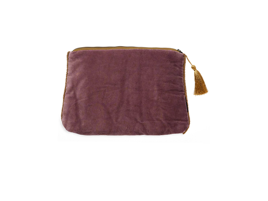 Vellore Medium Cotton Velvet Pouch Peacock