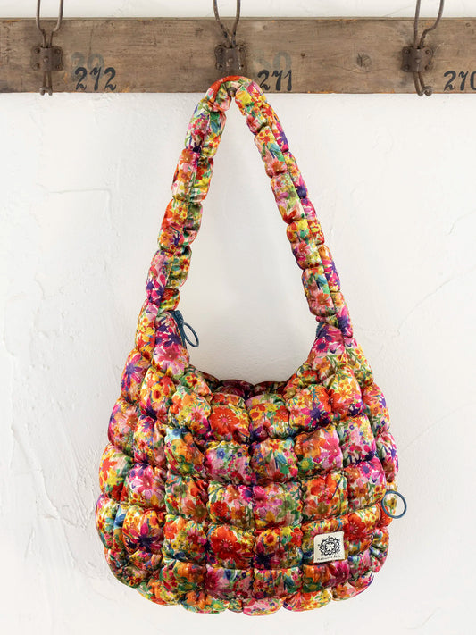 Puffy Velvet Fit-It-All Bag - Large Bright Floral Garden
