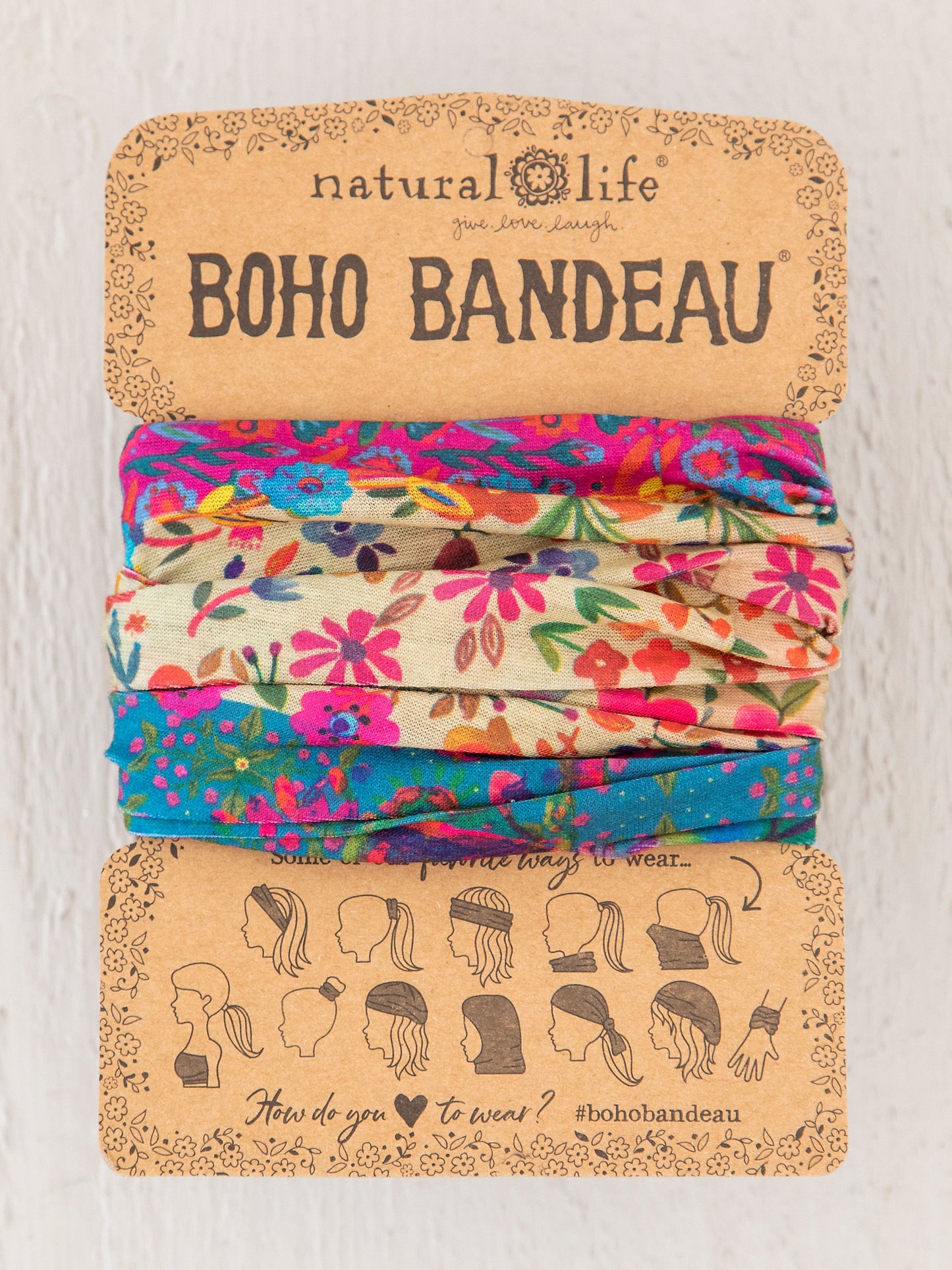 Full Boho BandeauÂ® Headband - Floral Border