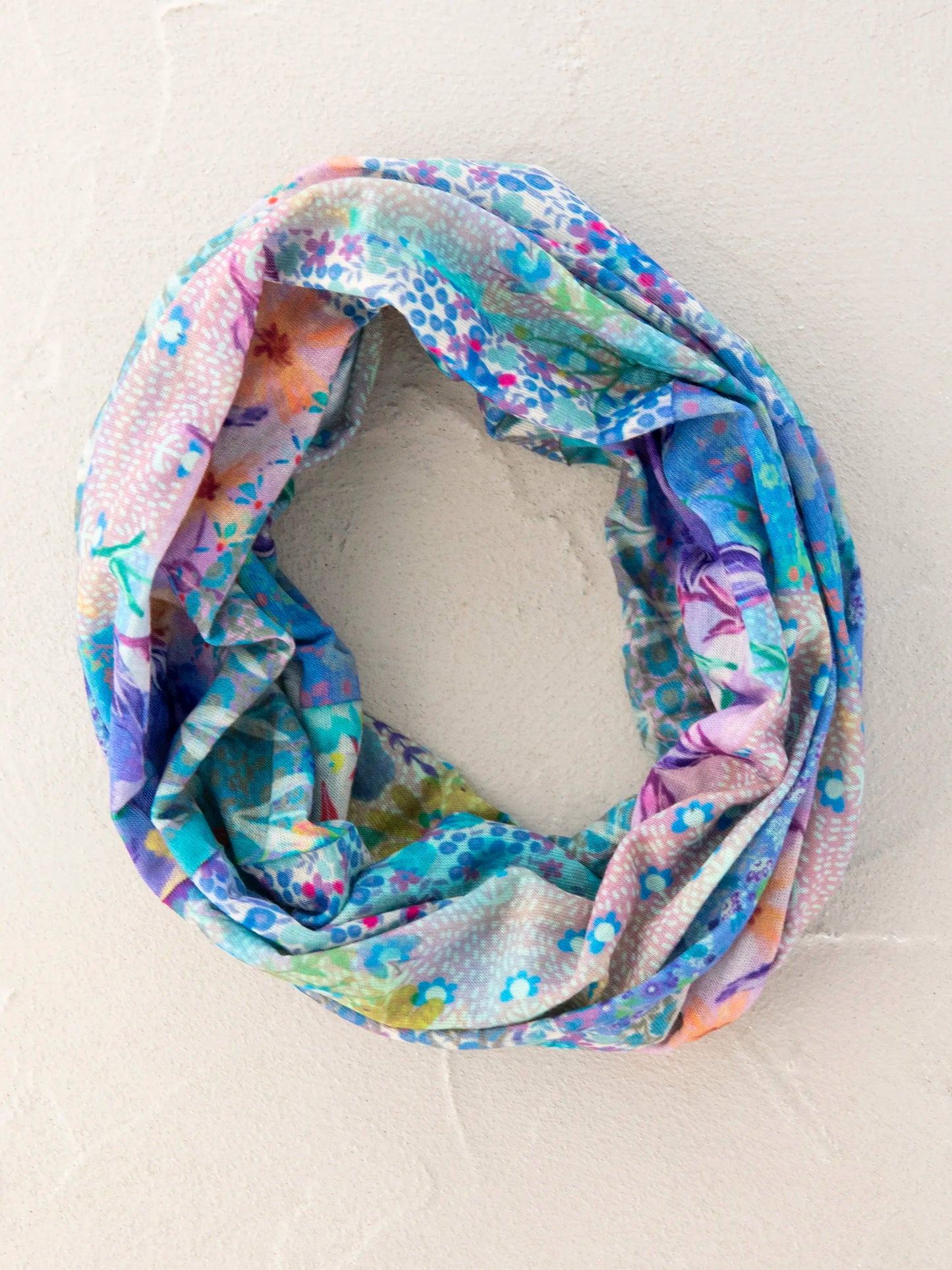 Full Boho BandeauÂ® Headband - Blue Watercolor Patchwork
