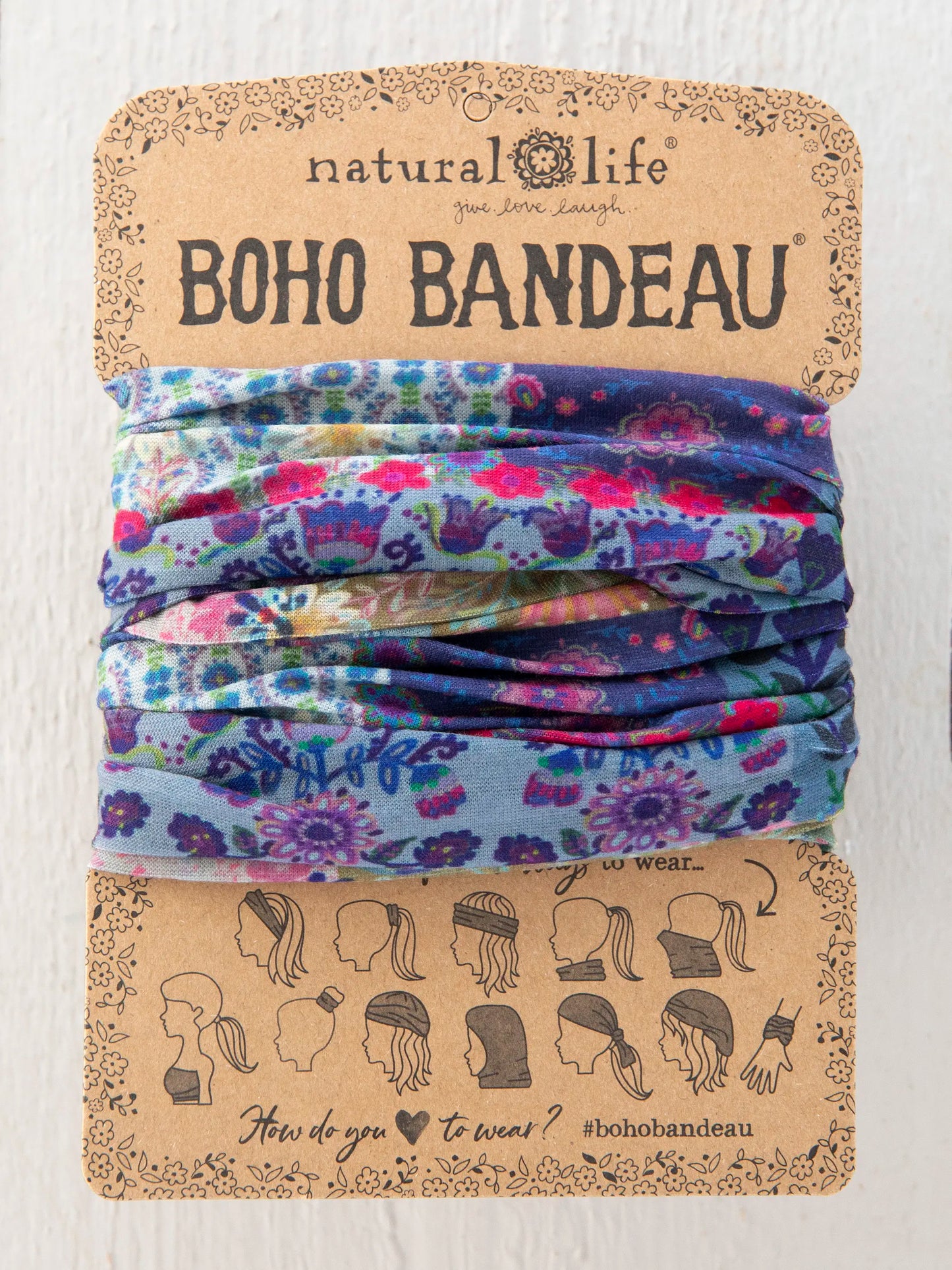 Full Boho BandeauÂ® Headband - Blue Patchwork