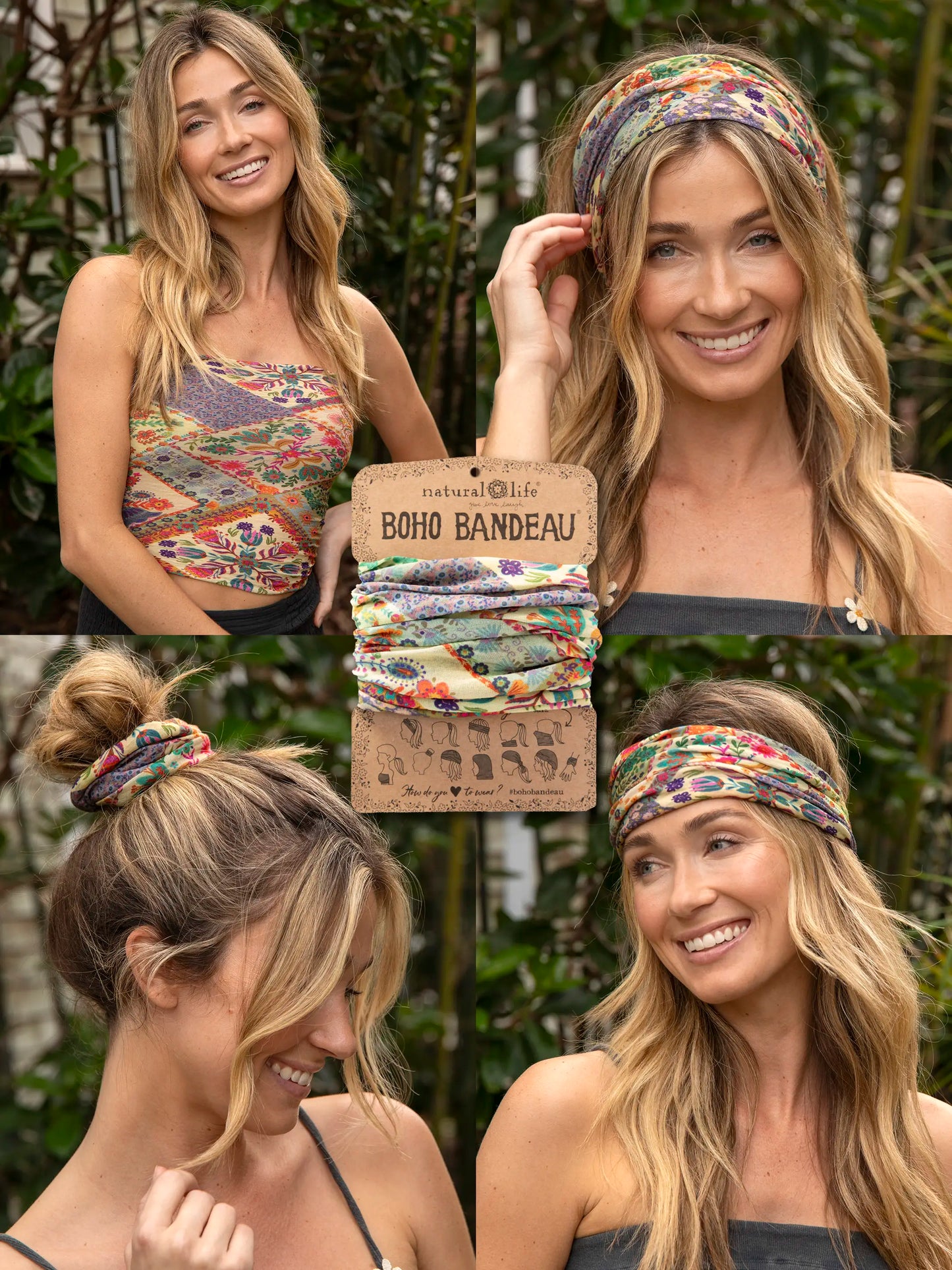 Full Boho BandeauÂ® Headband - Mandala Folk Patchwork