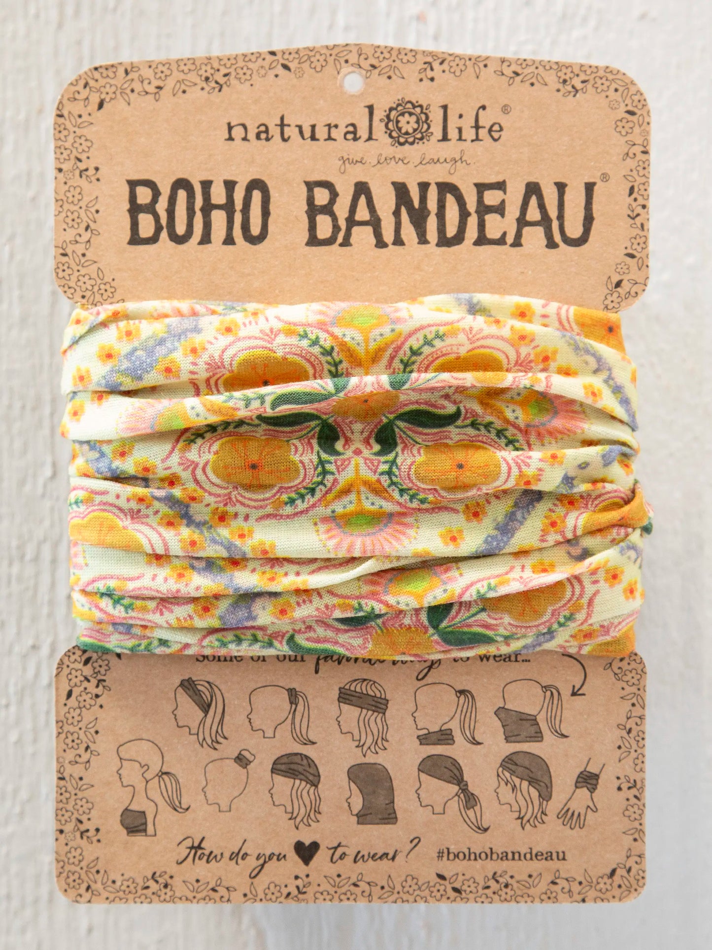 Full Boho BandeauÂ® Headband - Diamond Block Cream