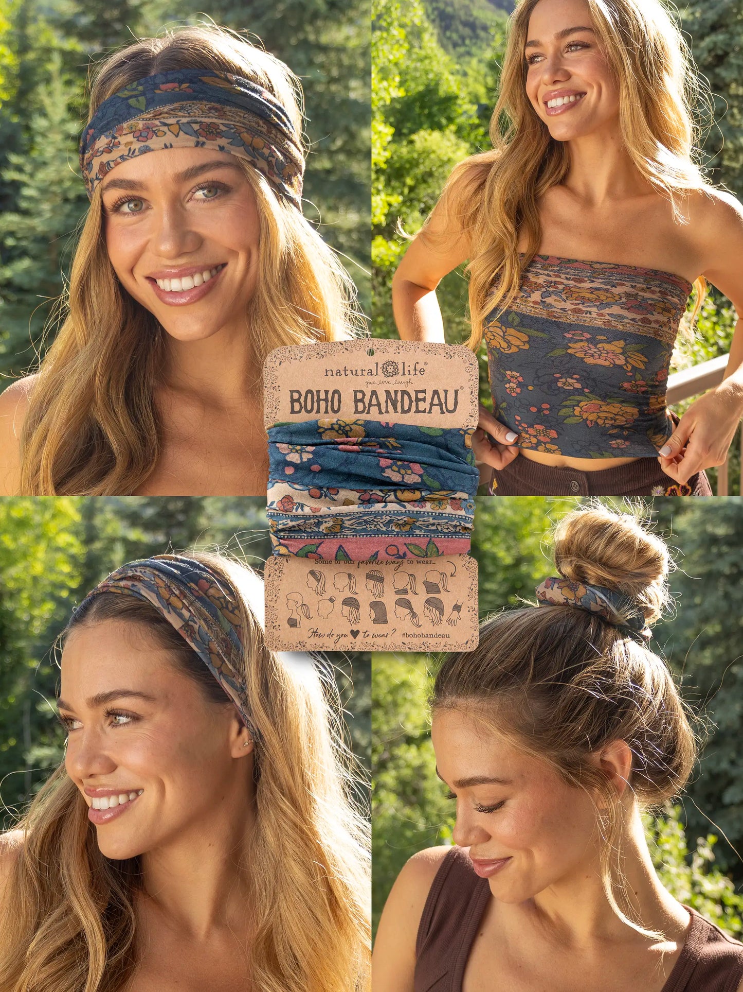 Full Boho BandeauÂ® Headband - Riviera Batik Blue
