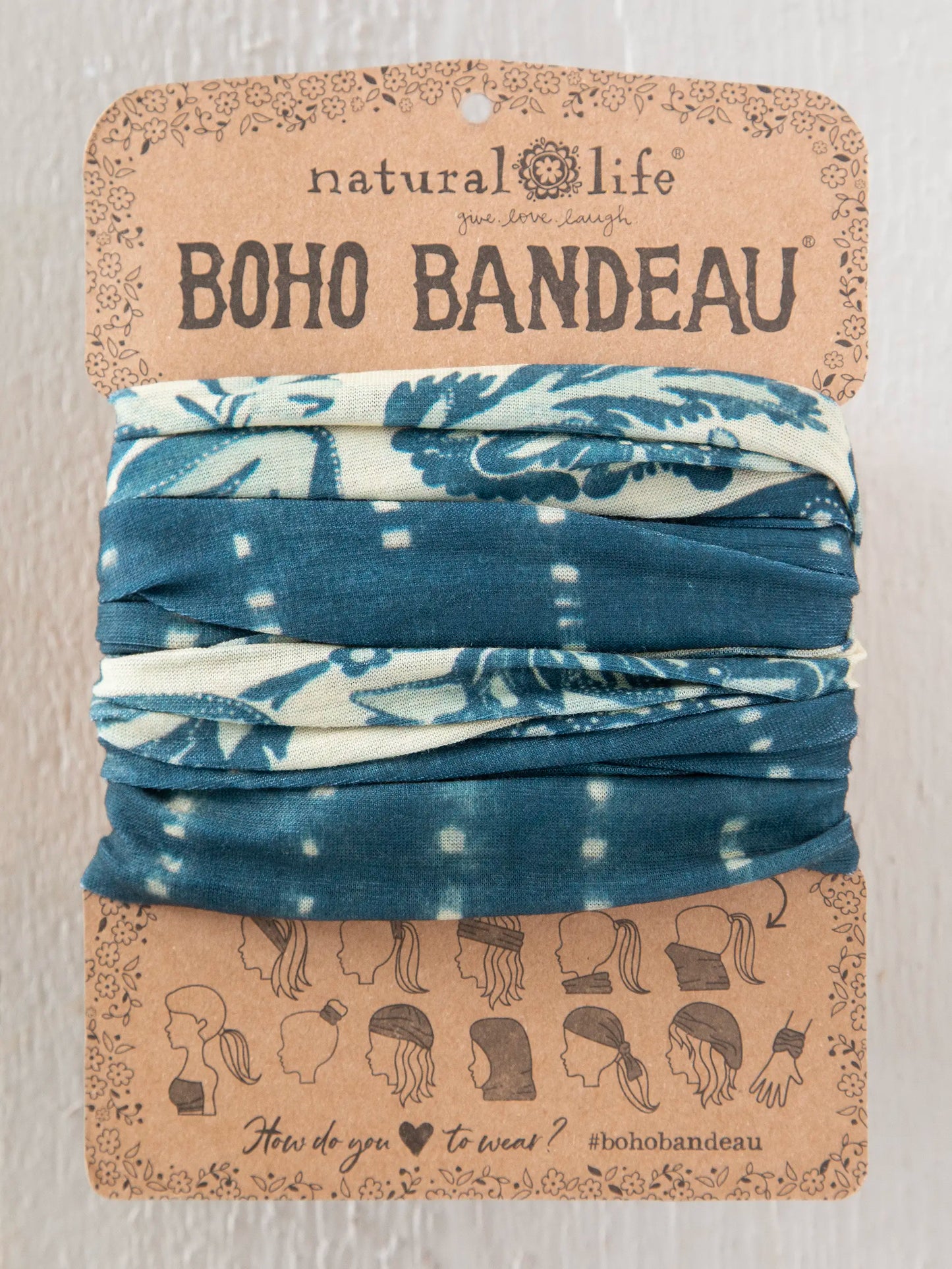 Full Boho BandeauÂ® Headband - Shibori Stripe Indigo