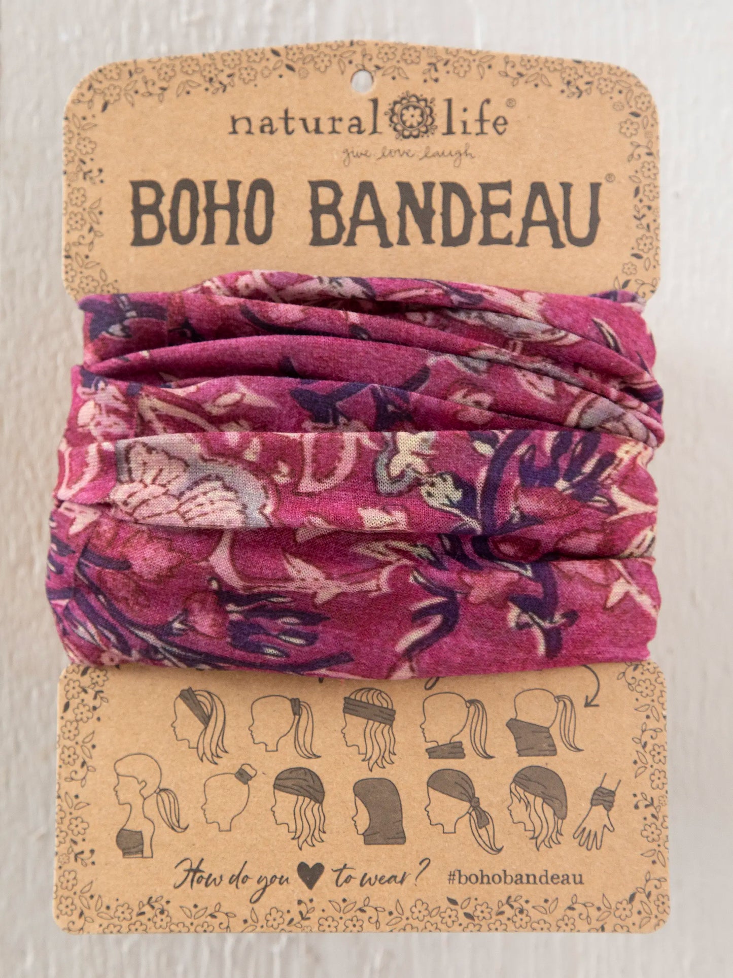 Full Boho BandeauÂ® Headband - Mauve India Vines