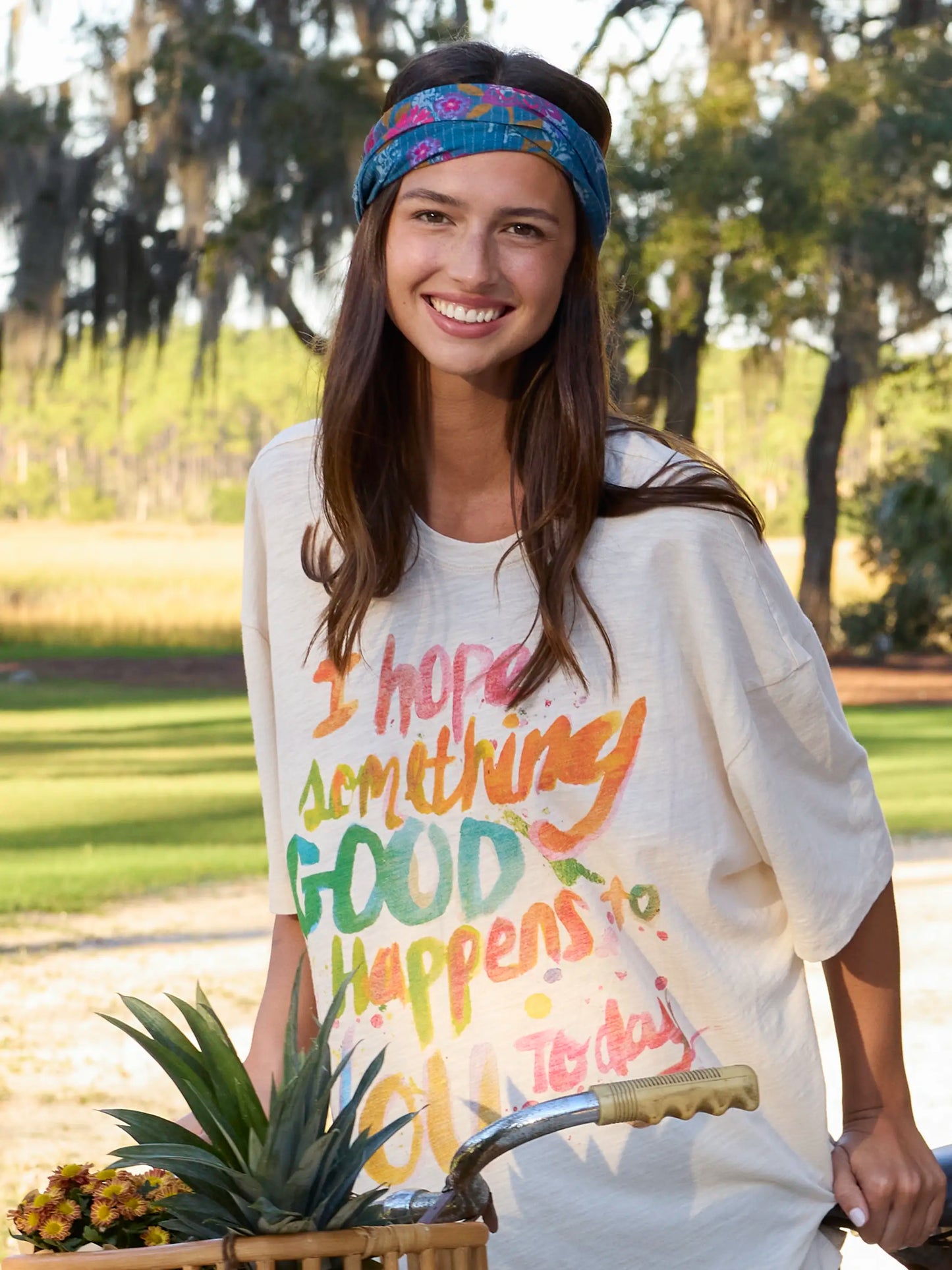 Full Boho BandeauÂ® Headband - Block Stamp Indigo