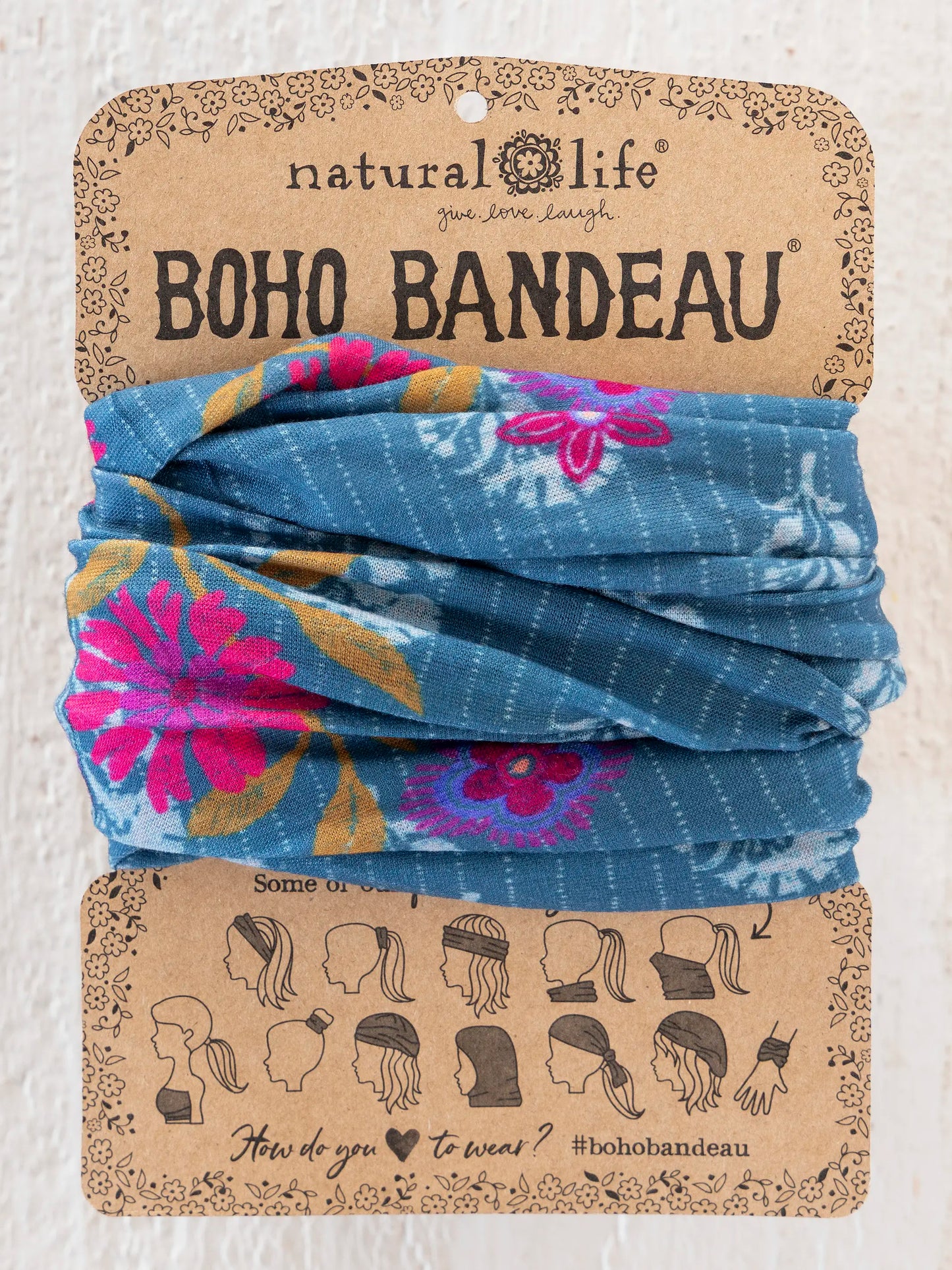 Full Boho BandeauÂ® Headband - Block Stamp Indigo