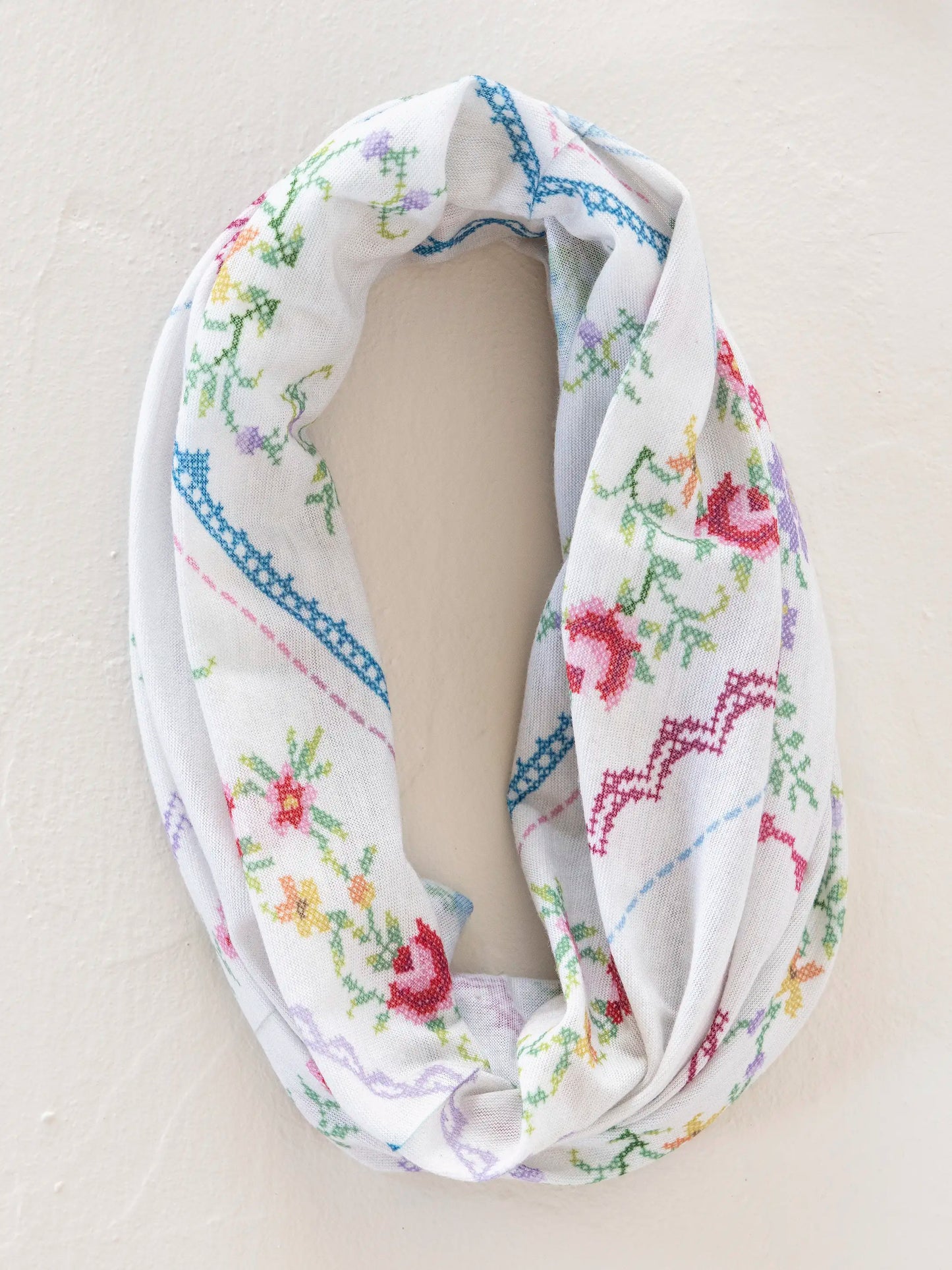 Full Boho BandeauÂ® Headband - Heirloom Cross Stitch Ivory