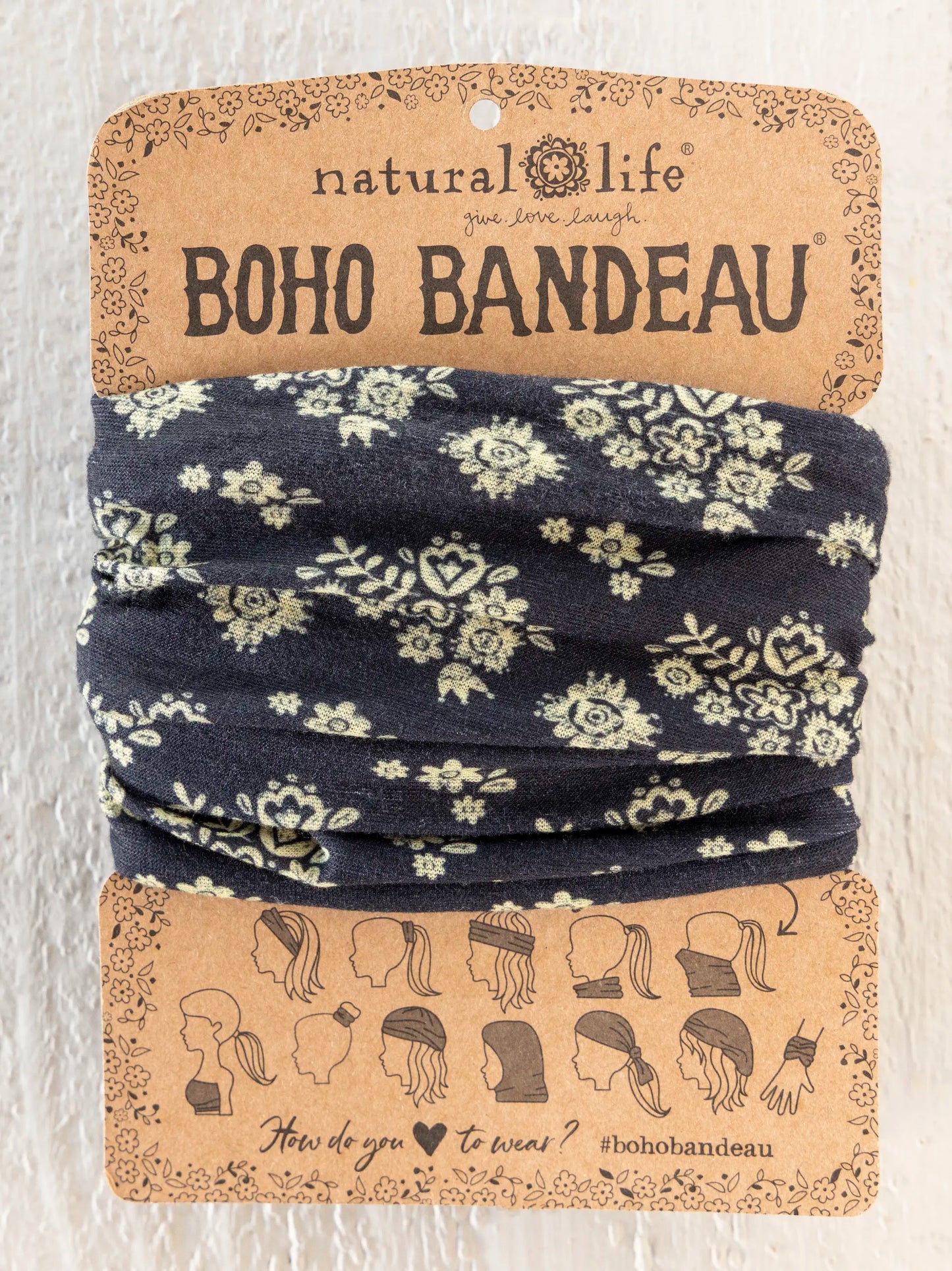 Full Boho BandeauÂ® Headband - Black Cluster Medallions