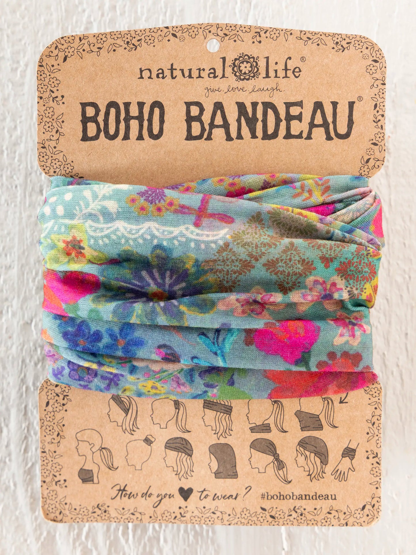 Full Boho BandeauÂ® Headband - Blue Garden Patchwork