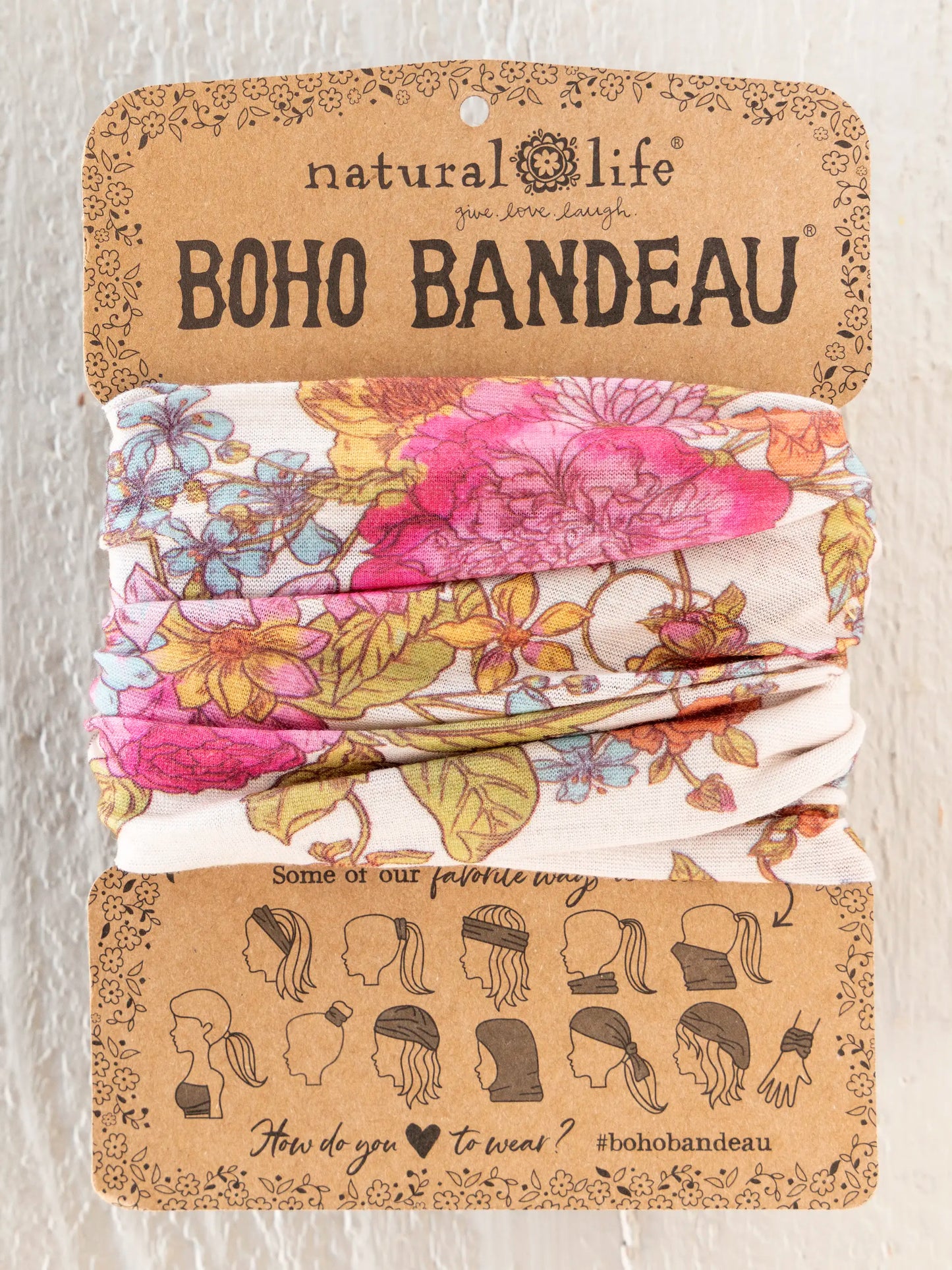 Full Boho BandeauÂ® Headband - English Garden Cream