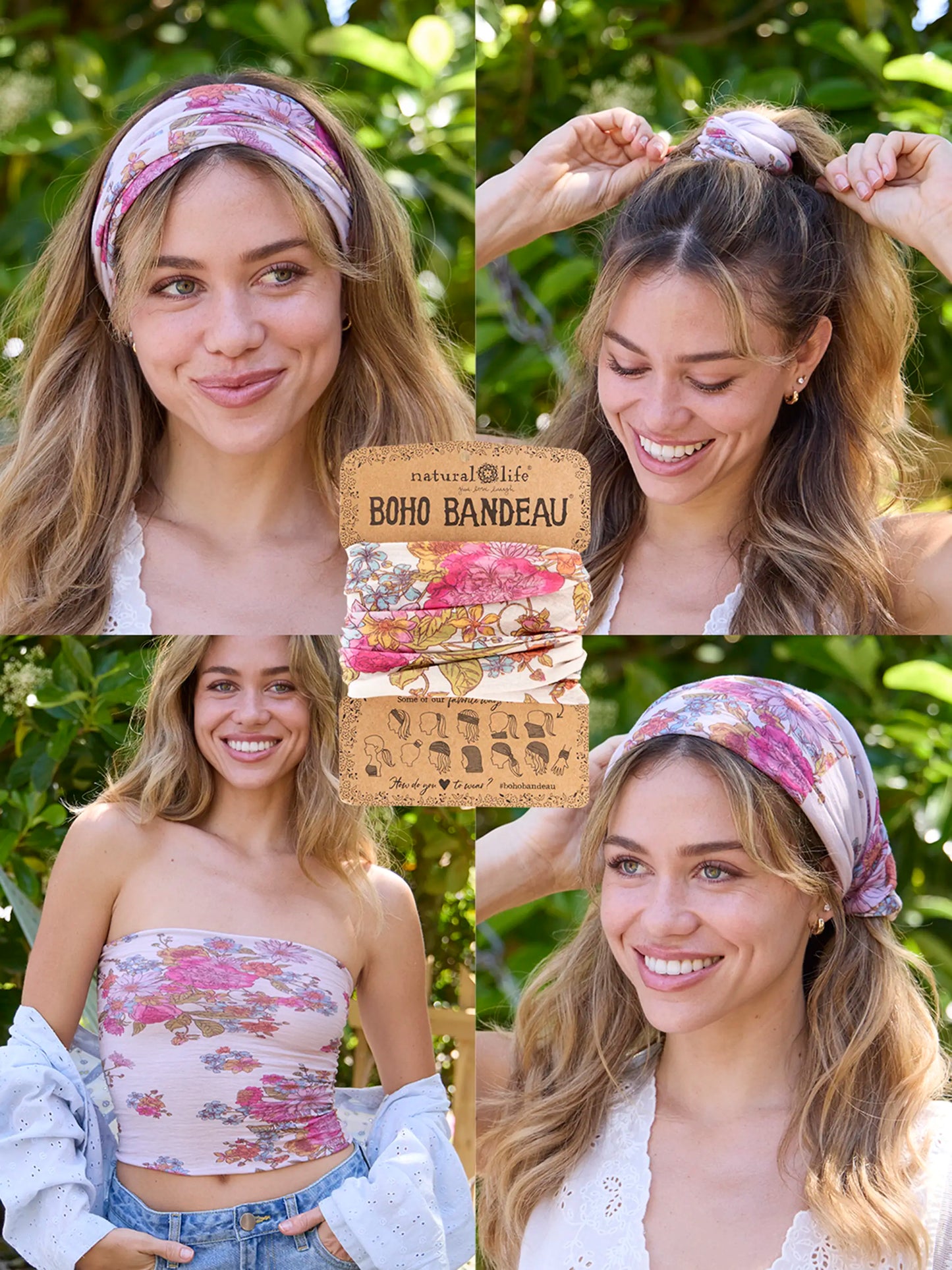 Full Boho BandeauÂ® Headband - English Garden Cream