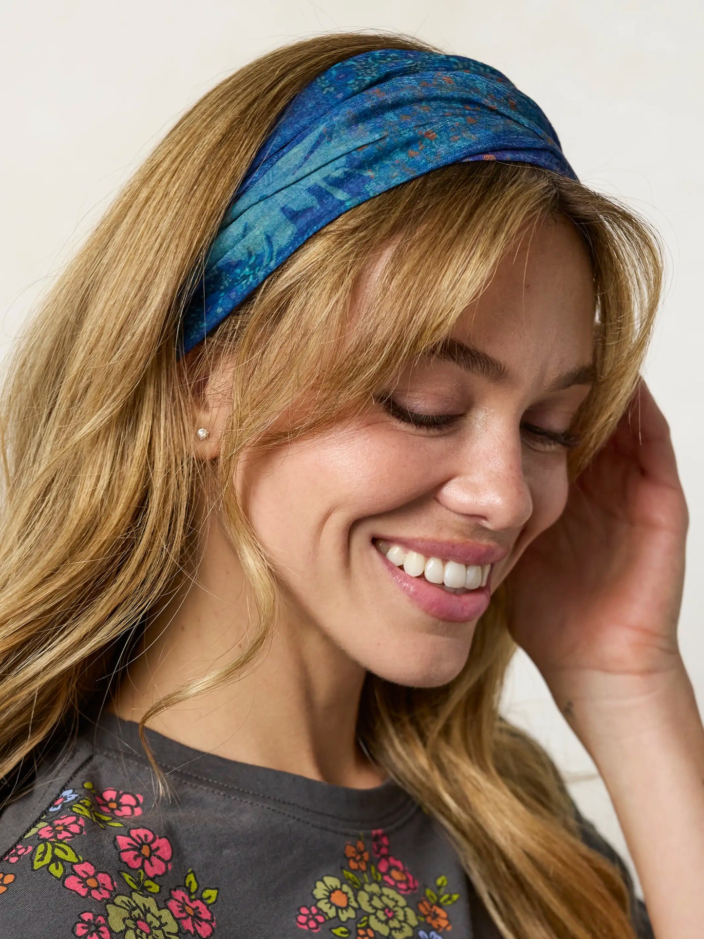 Full Boho BandeauÂ® Headband - Navy Patchwork