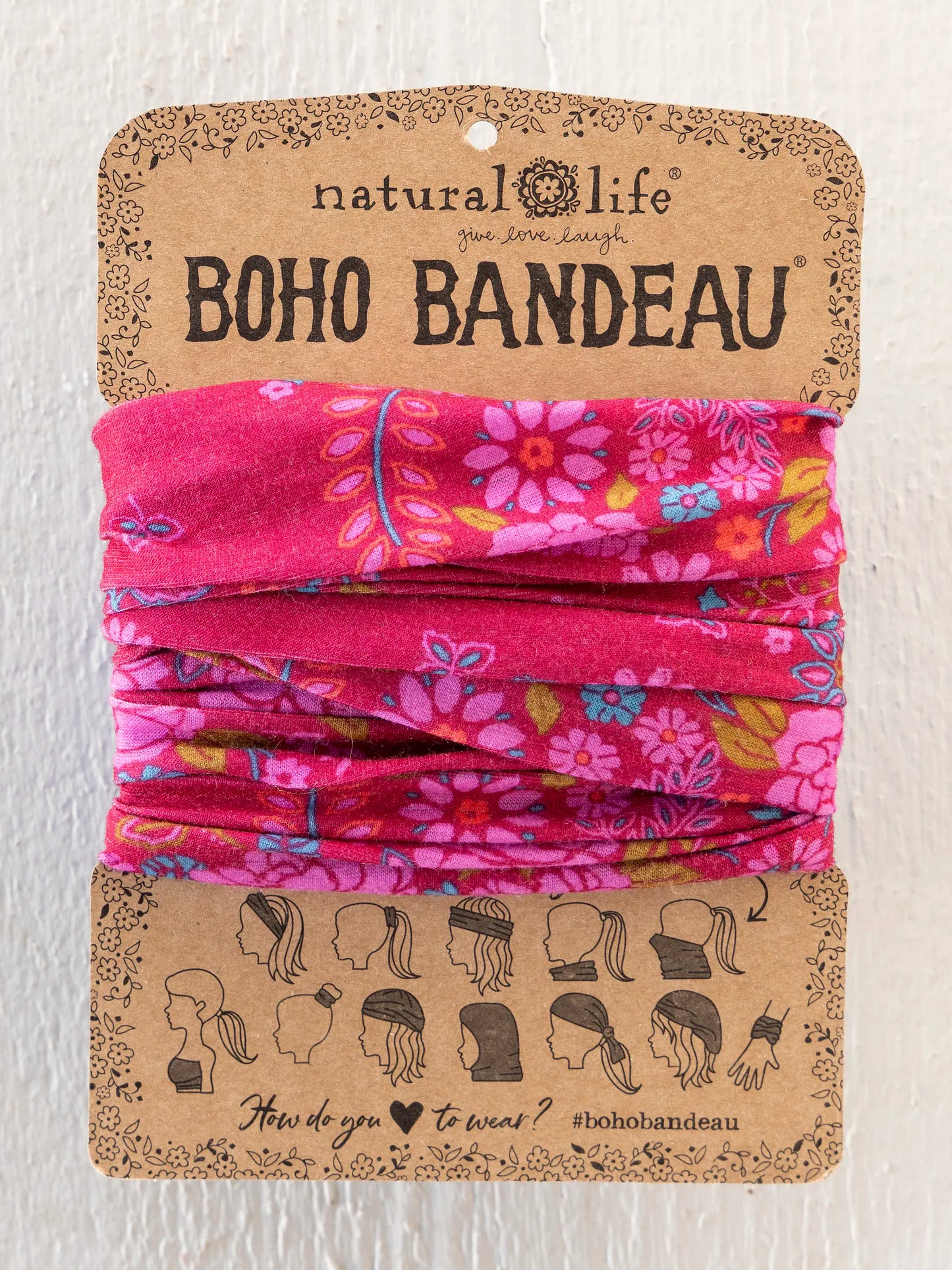 Full Boho BandeauÂ® Headband - Merlot Floral Bandana