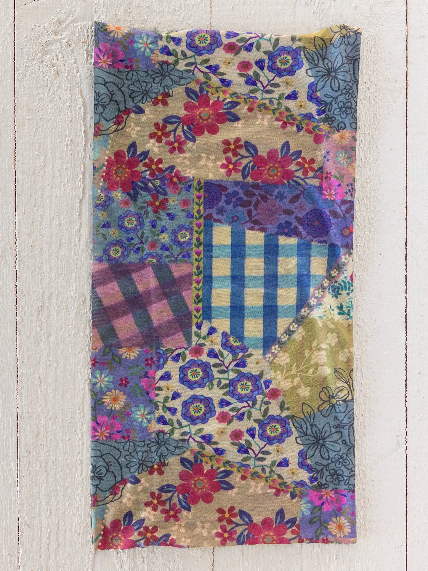 Full Boho BandeauÂ® Headband - Gingham Floral Patchwork