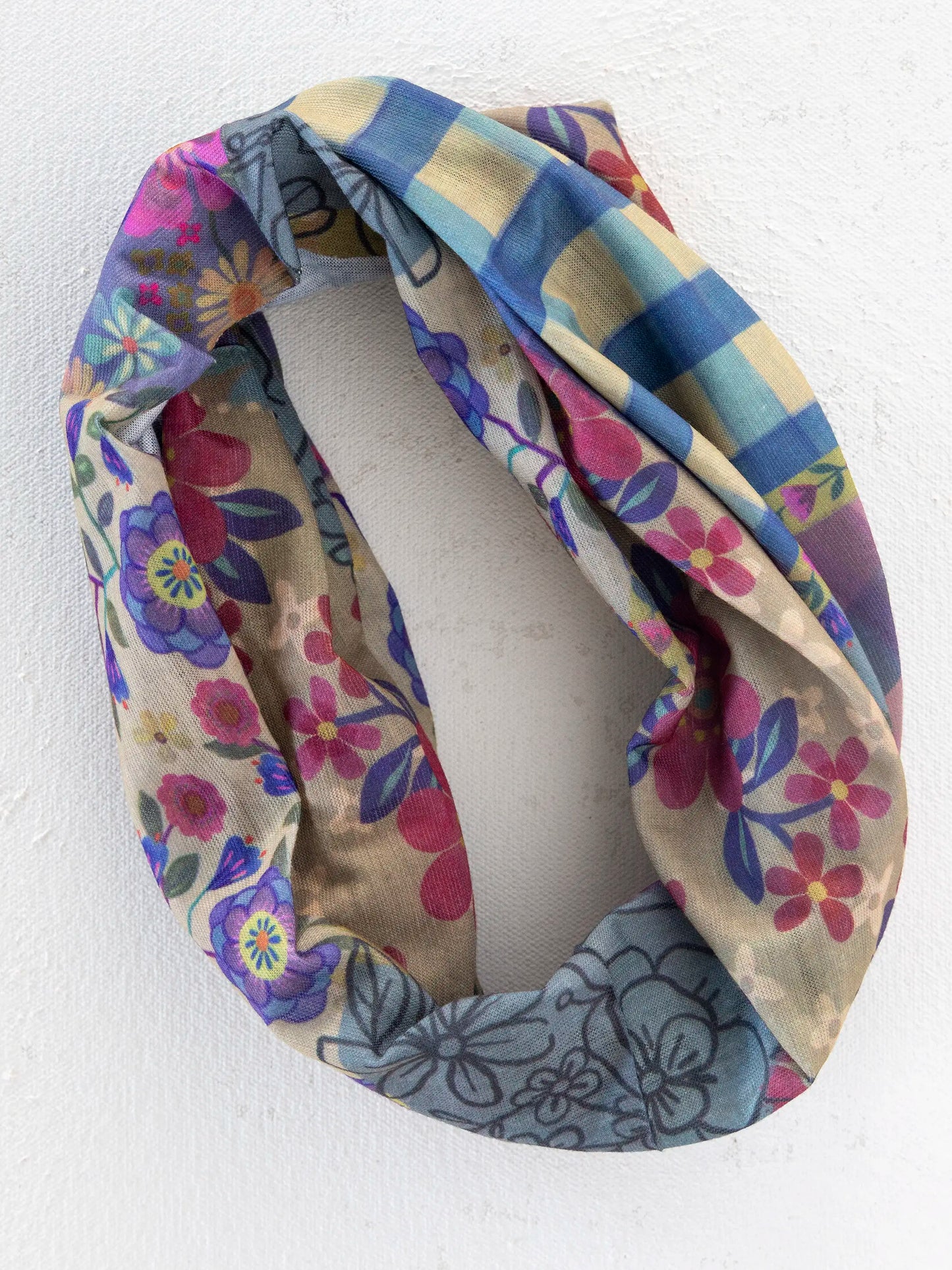 Full Boho BandeauÂ® Headband - Gingham Floral Patchwork