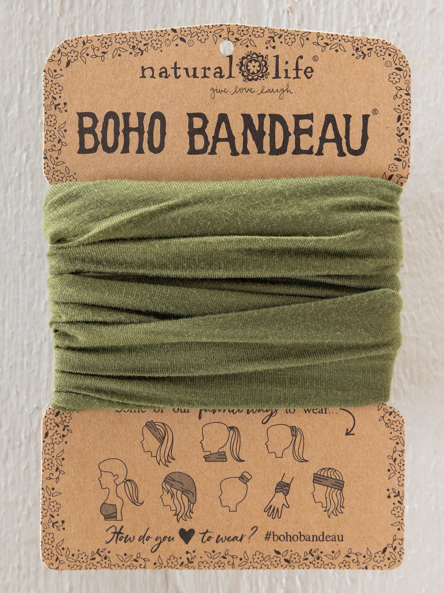 Solid Boho BandeauÂ® Headband - Olive